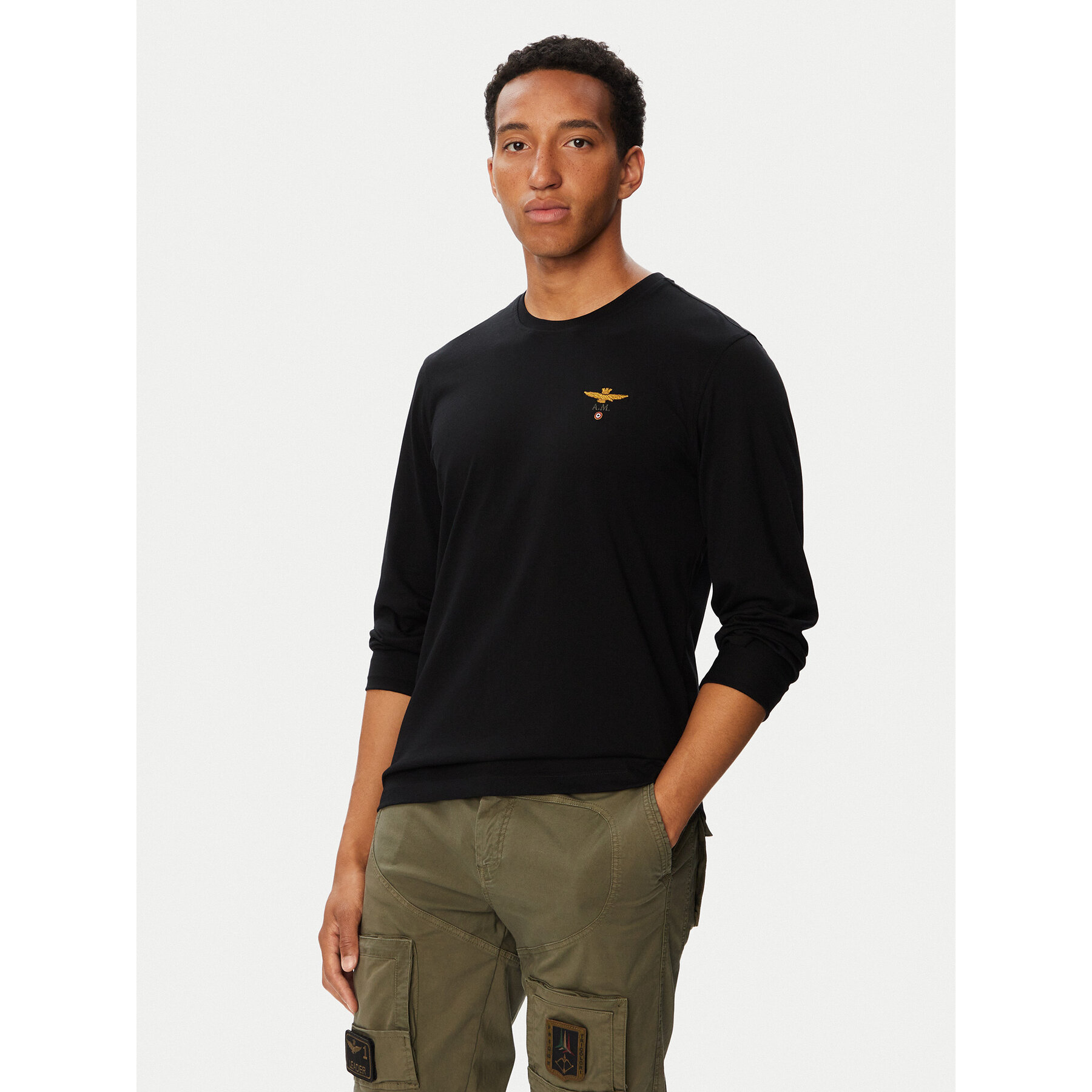 Aeronautica Militare Longsleeve 262TS2390UJ00372 Schwarz Regular Fit