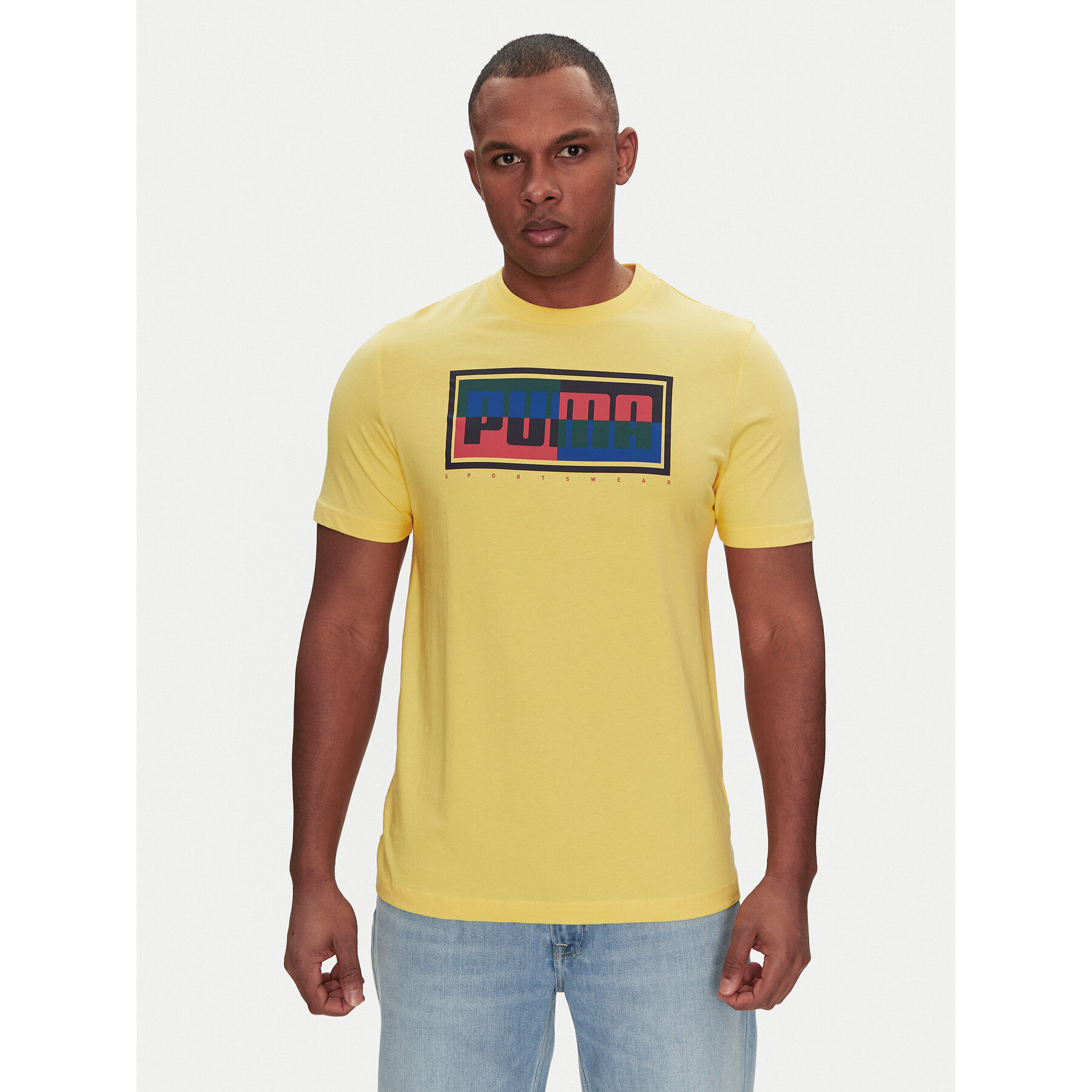 Puma Marškinėliai Graphics Box 684827 Geltona Regular Fit