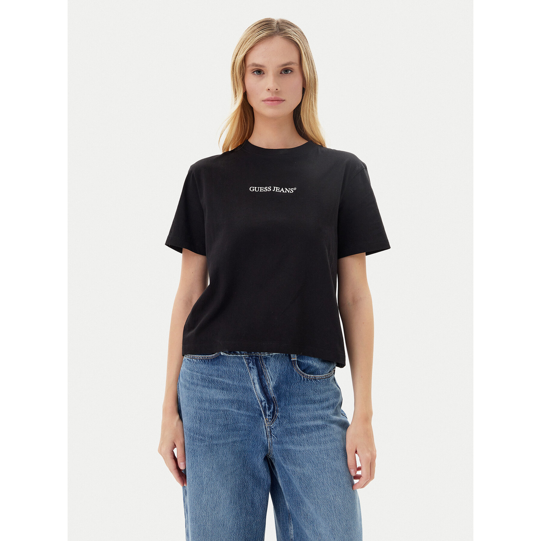 Guess Jeans T-Shirt W5RI4 2K8HM0 Schwarz Regular Fit