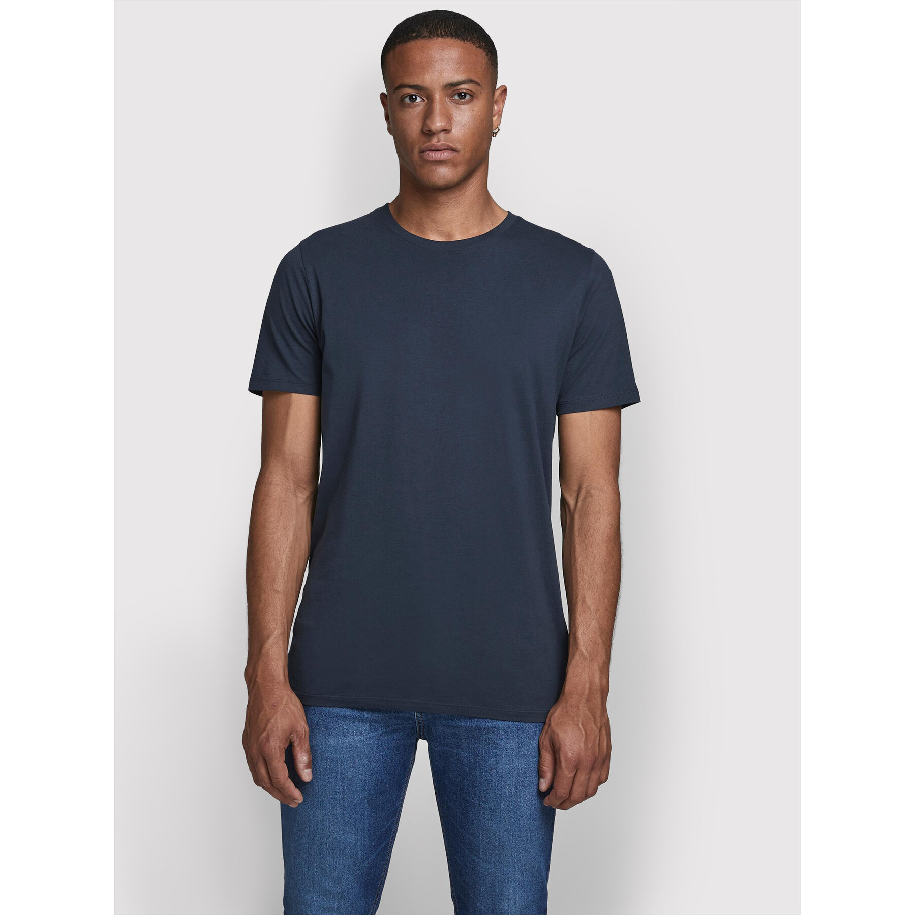 Jack & Jones Marškinėliai Orrganic Basic 12156101 Tamsiai mėlyna Slim Fit