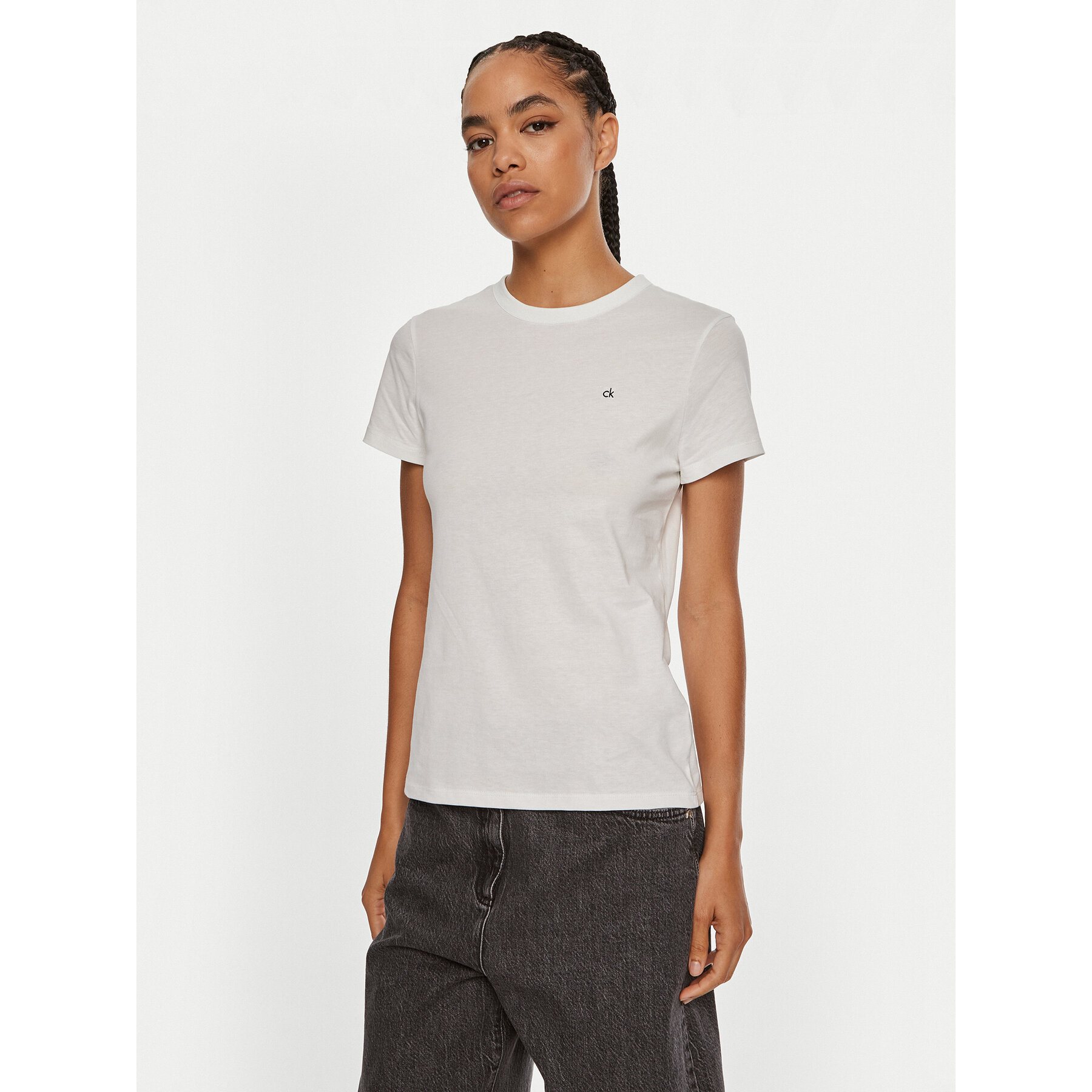 Calvin Klein T-Shirt Emb Graphic K20K208061 Bianco Slim Fit