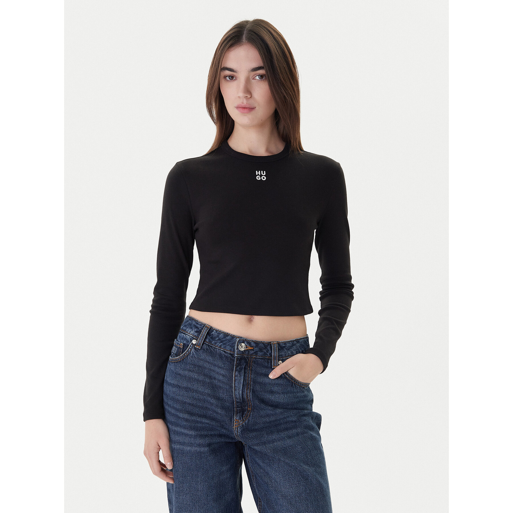 Hugo Bluse Dafilomena_3 50518378 Schwarz Slim Fit