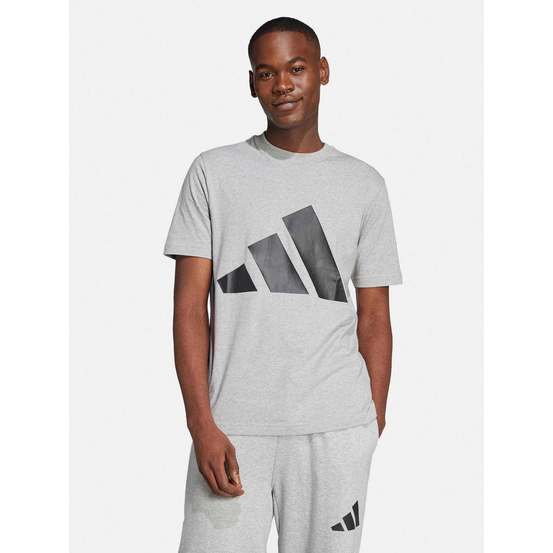adidas Póló Essentials Big Logo JE8948 Szürke Regular Fit