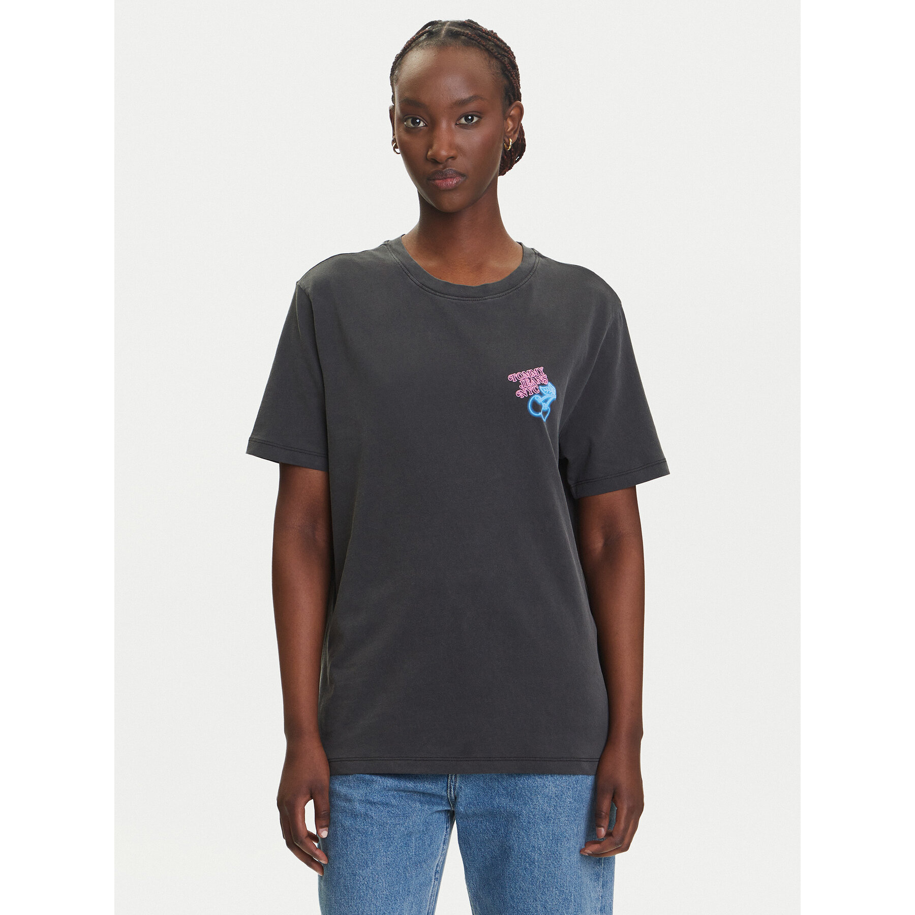 Tommy Jeans Marškinėliai Neon DW0DW21358 Pilka Relaxed Fit