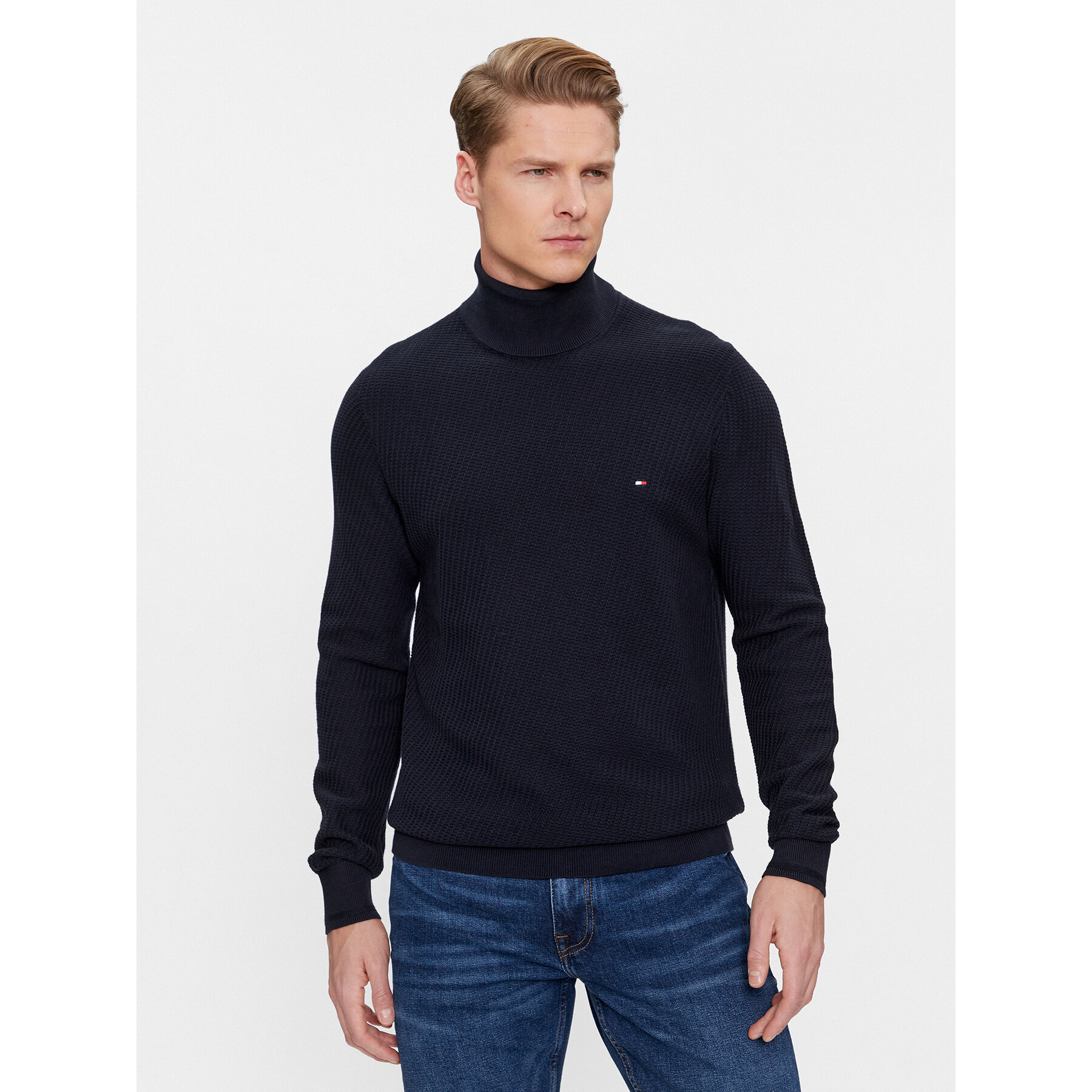 Tommy Hilfiger Rollkragenpullover MW0MW33453 Dunkelblau Regular Fit