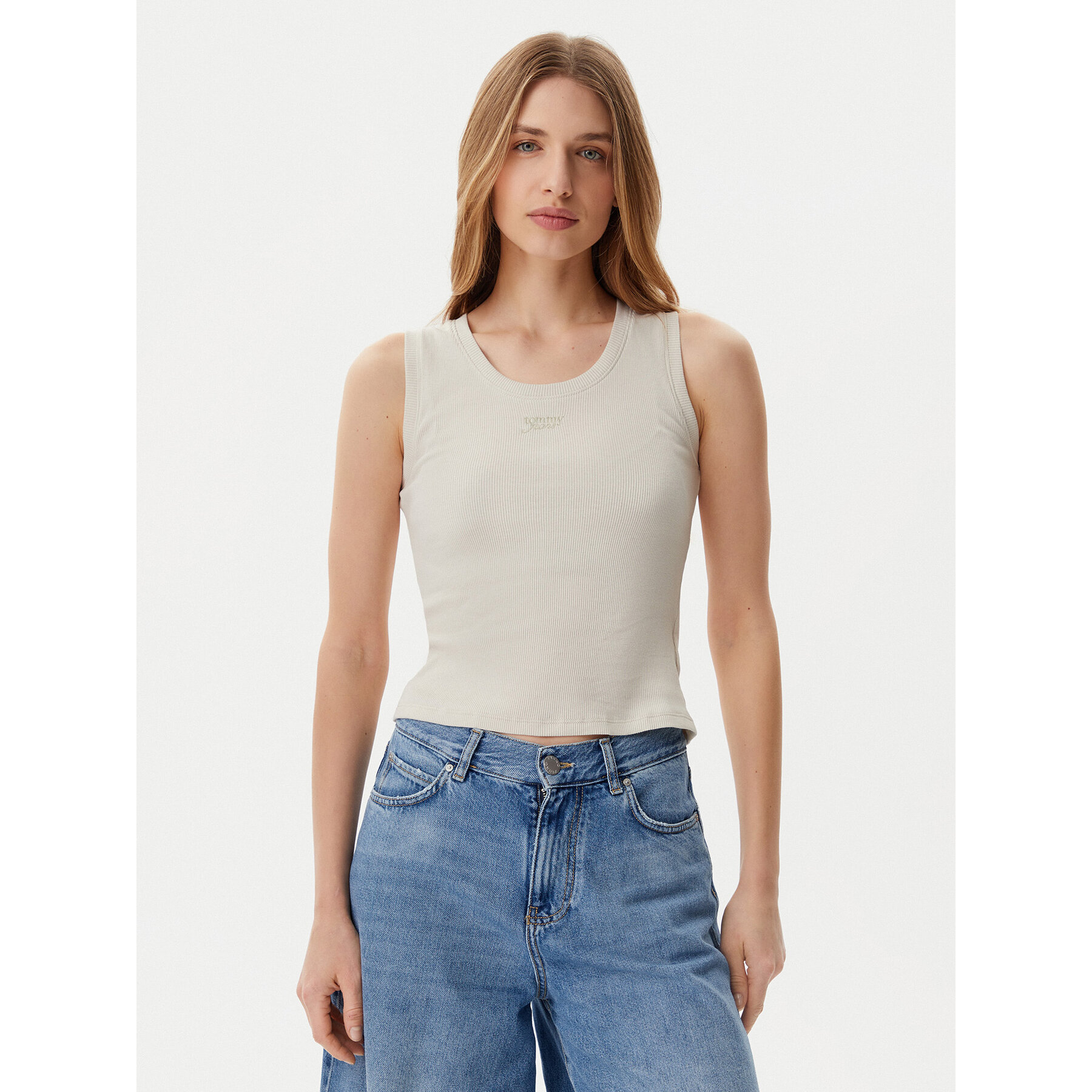 Tommy Jeans Felső DW0DW21369 Bézs Slim Fit