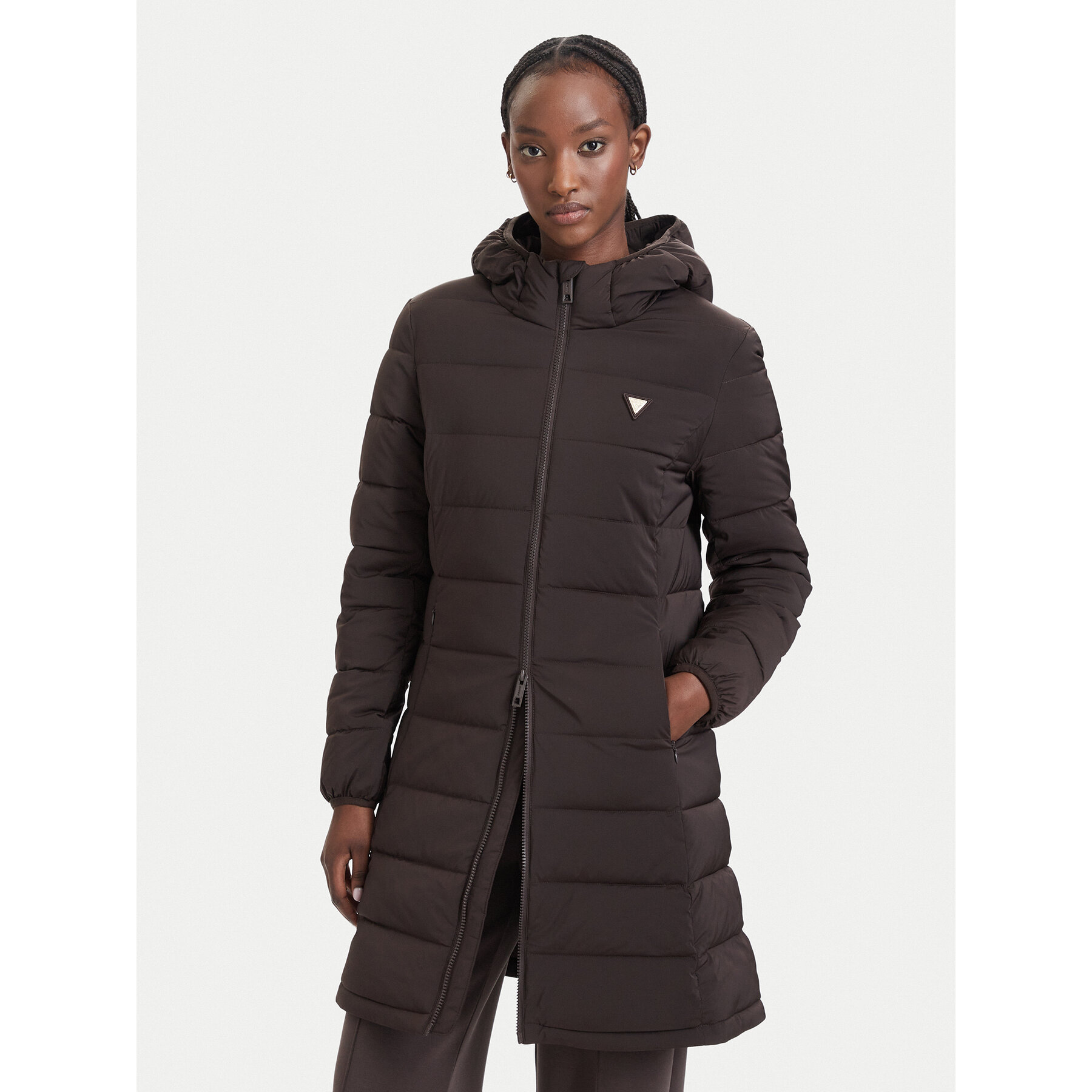 Guess Winterjacke V4YL05 WF3X0 Dunkelbraun Regular Fit