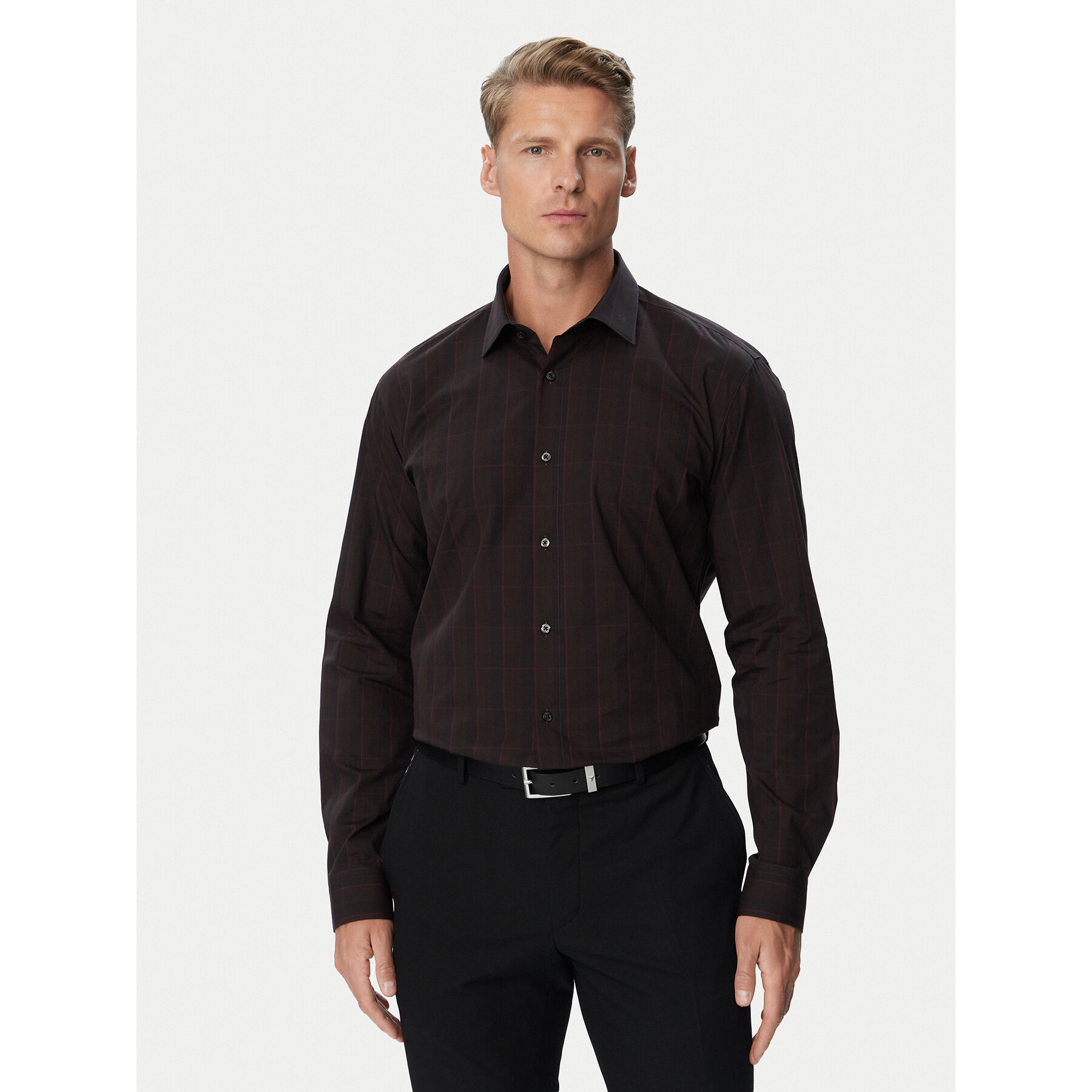 HUGO Hemd Valerio 50570567 Dunkelbraun Modern Fit