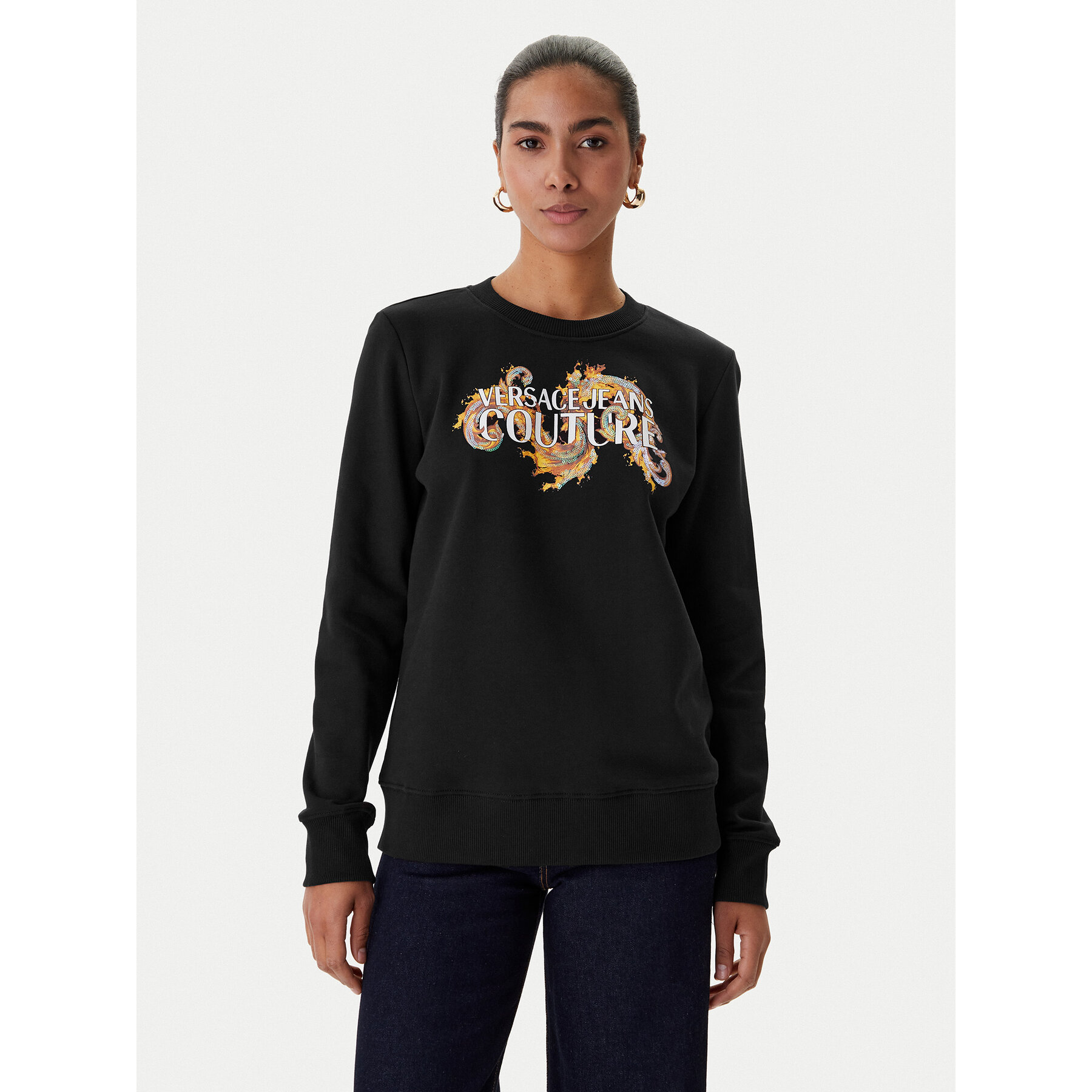 Versace Jeans Couture Sweatshirt 80HAIE02 CF00E Schwarz Regular Fit