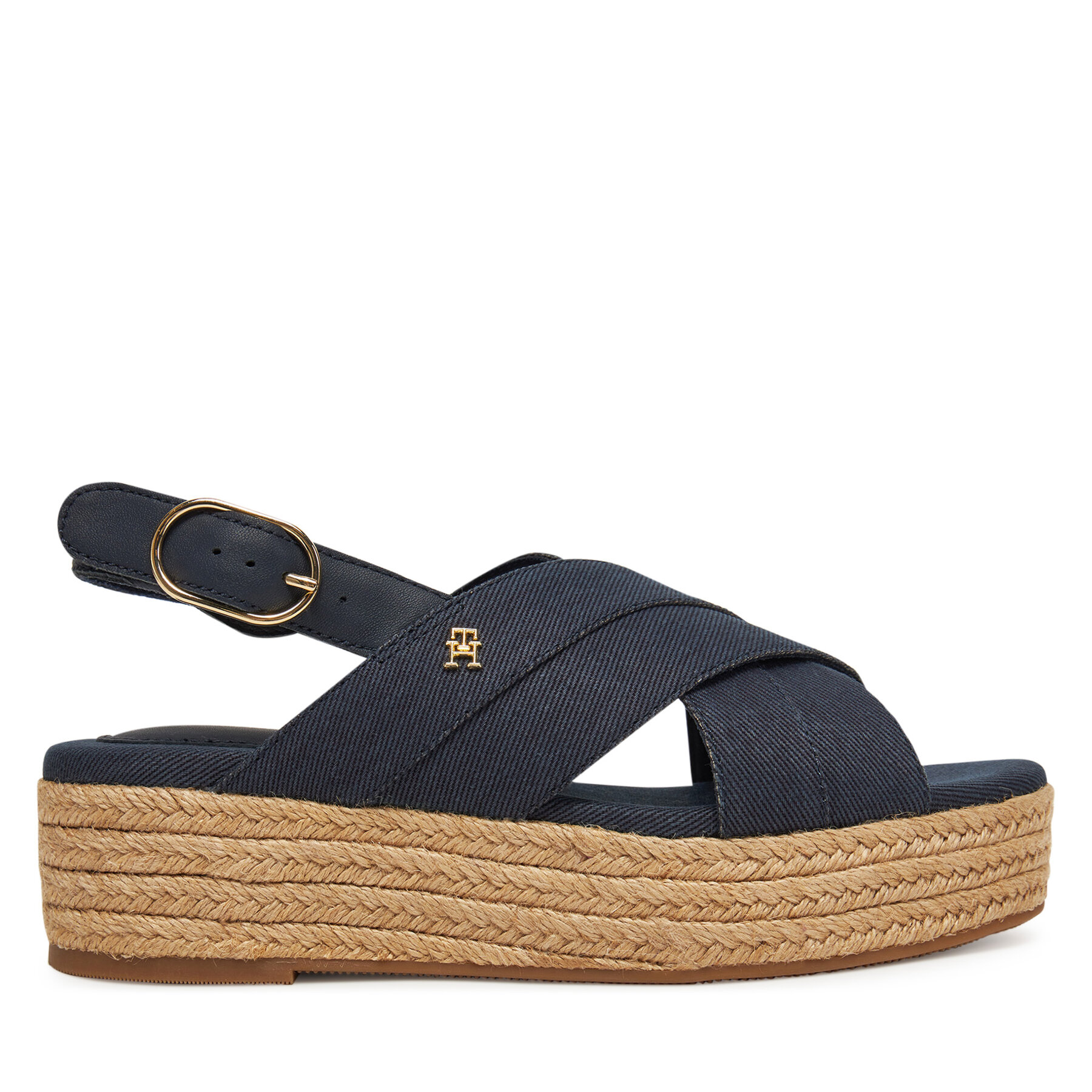 Női Espadrilles Tommy Hilfiger, Méret: 40, Sötétkék, Denim Espadrille Platform Sandal FW0FW08669