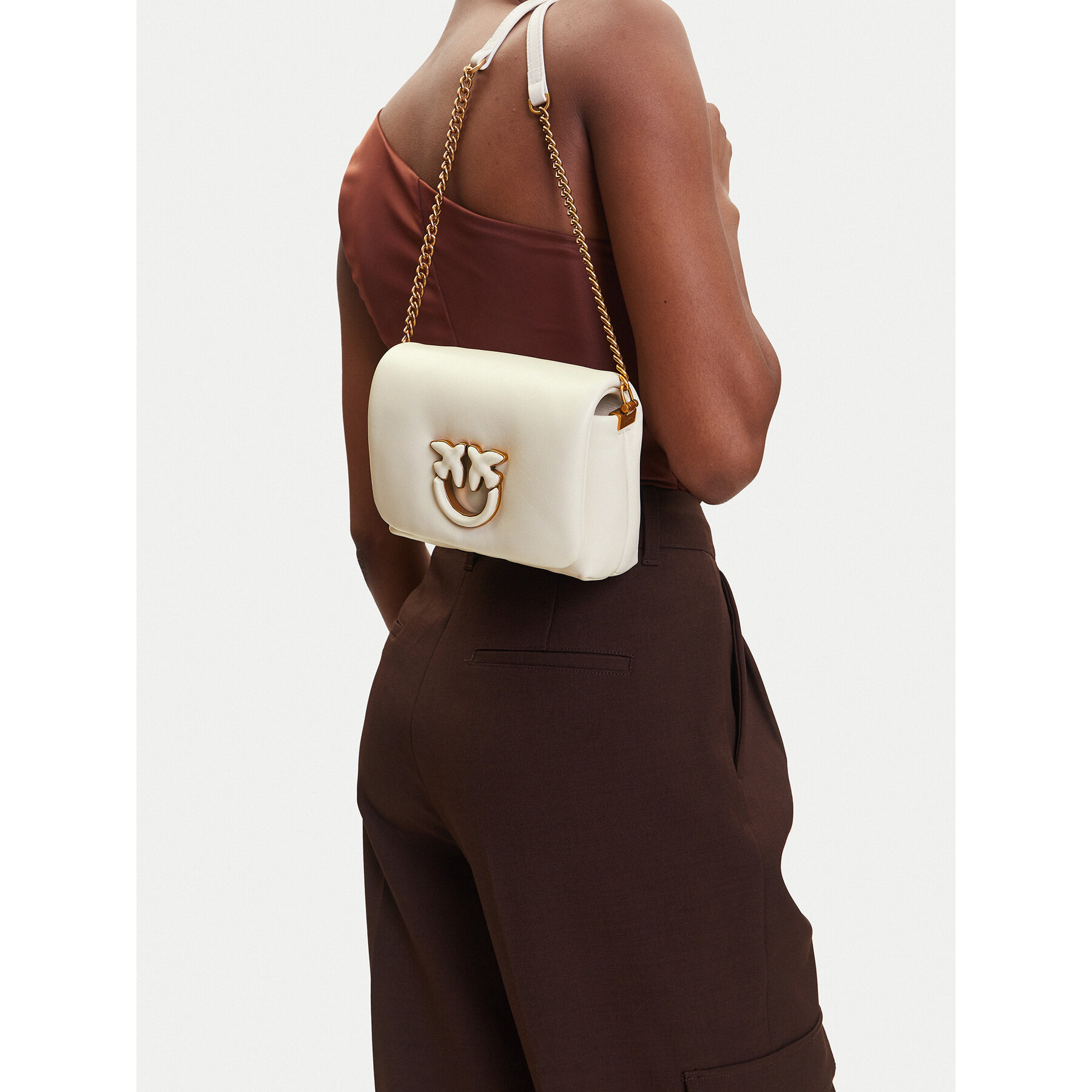 Дамска чанта PINKO Love Click Puff Baby 101584 A10F Екрю