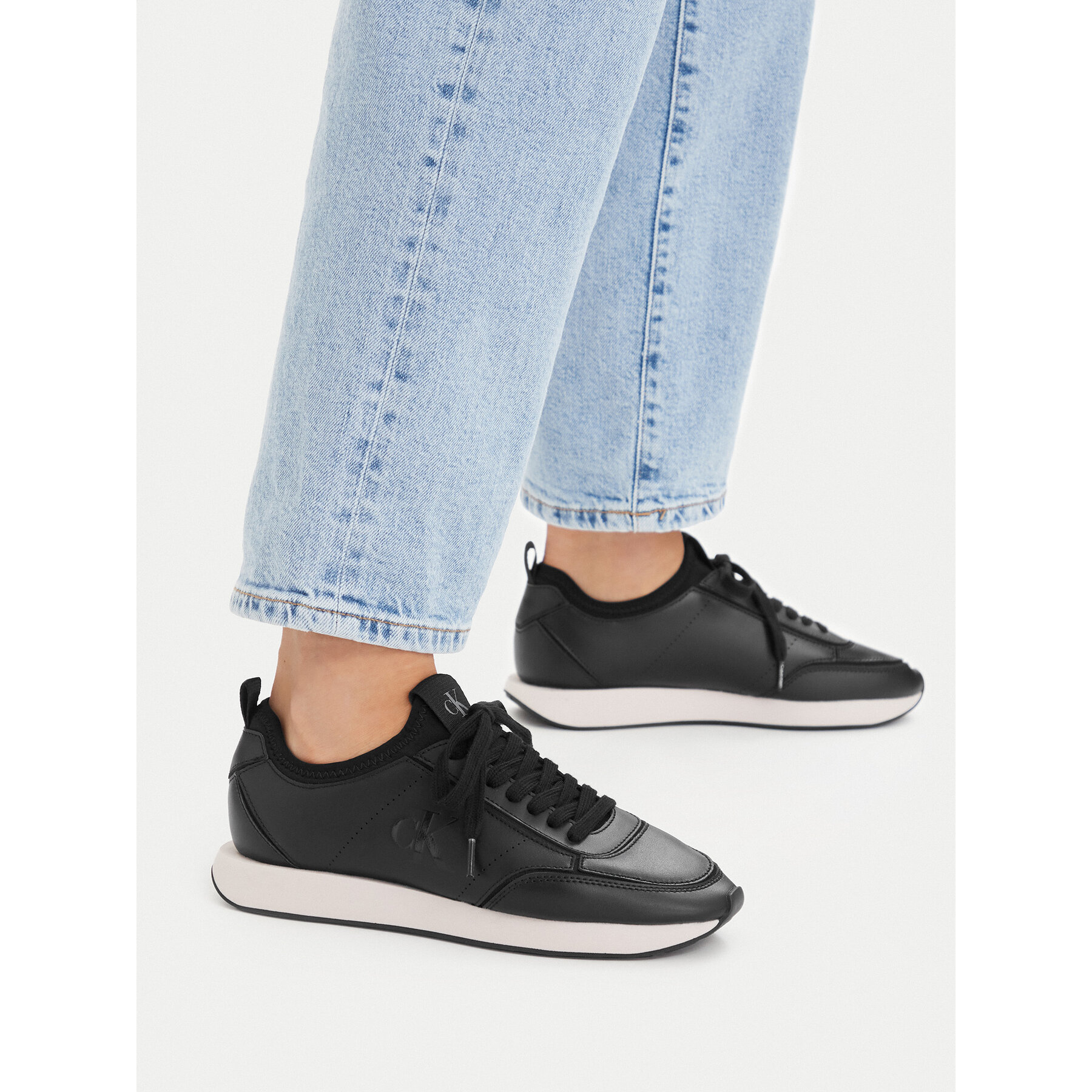 Сникърси Calvin Klein Retro Runner Sock Panl Lth Neo HW0HW03118 Черен