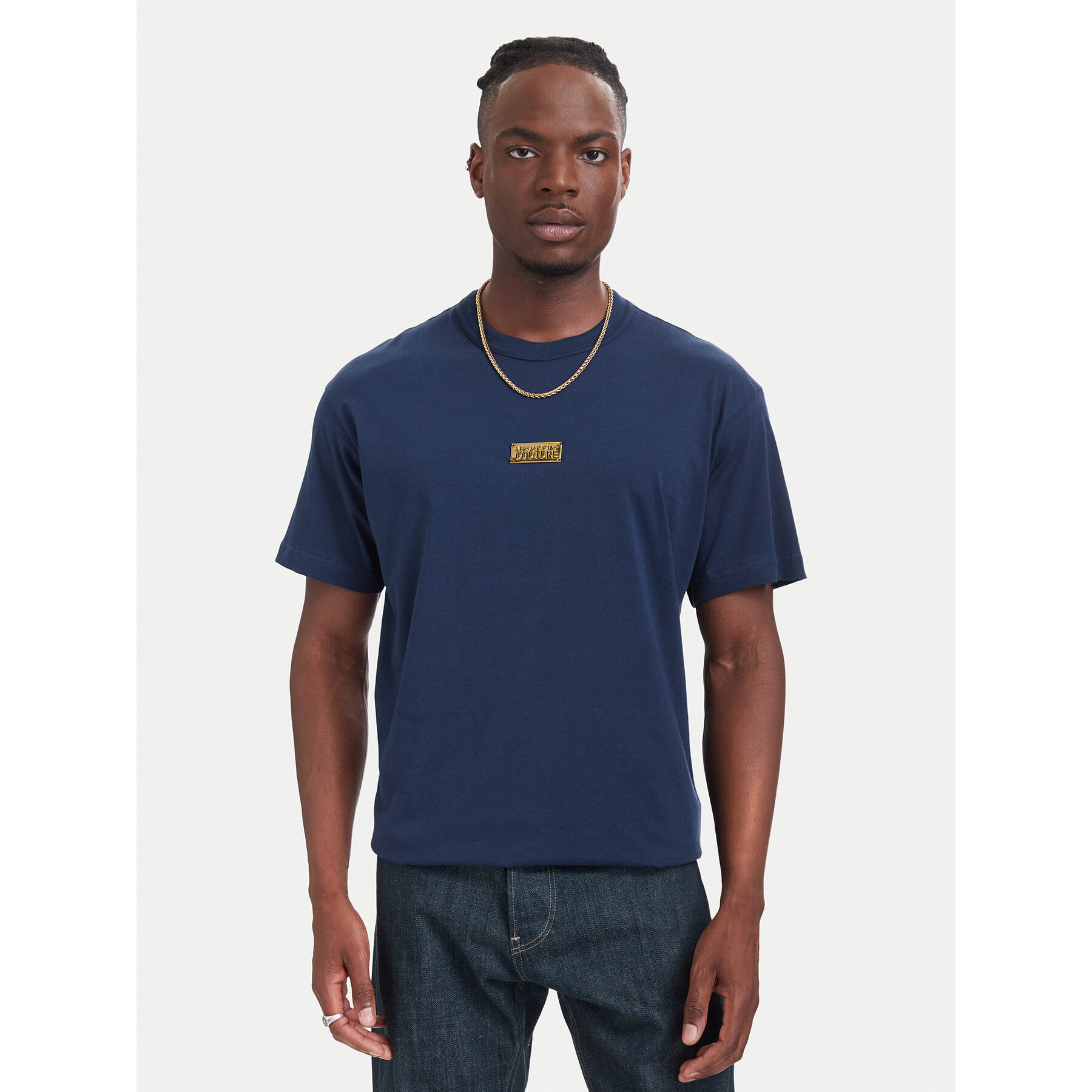 Versace Jeans Couture T-Shirt 80GAHT05 CJ00T Dunkelblau Regular Fit