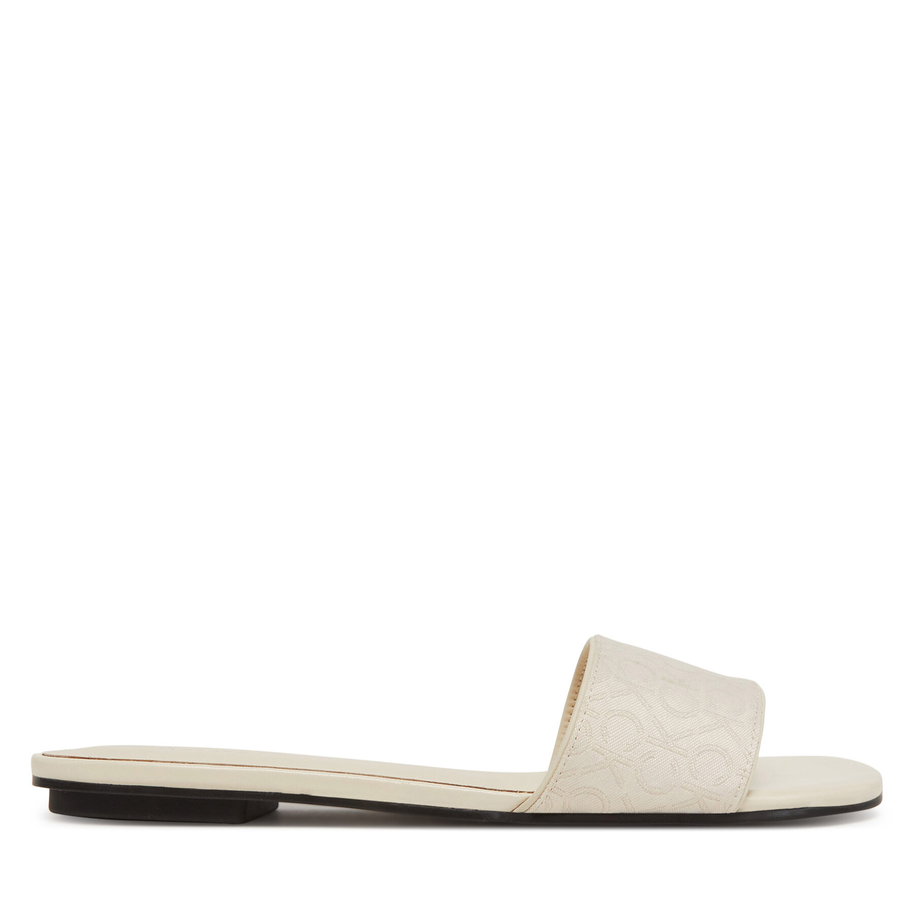 Şlapi Calvin Klein Flat Slide Jacq HW0HW02388 Écru