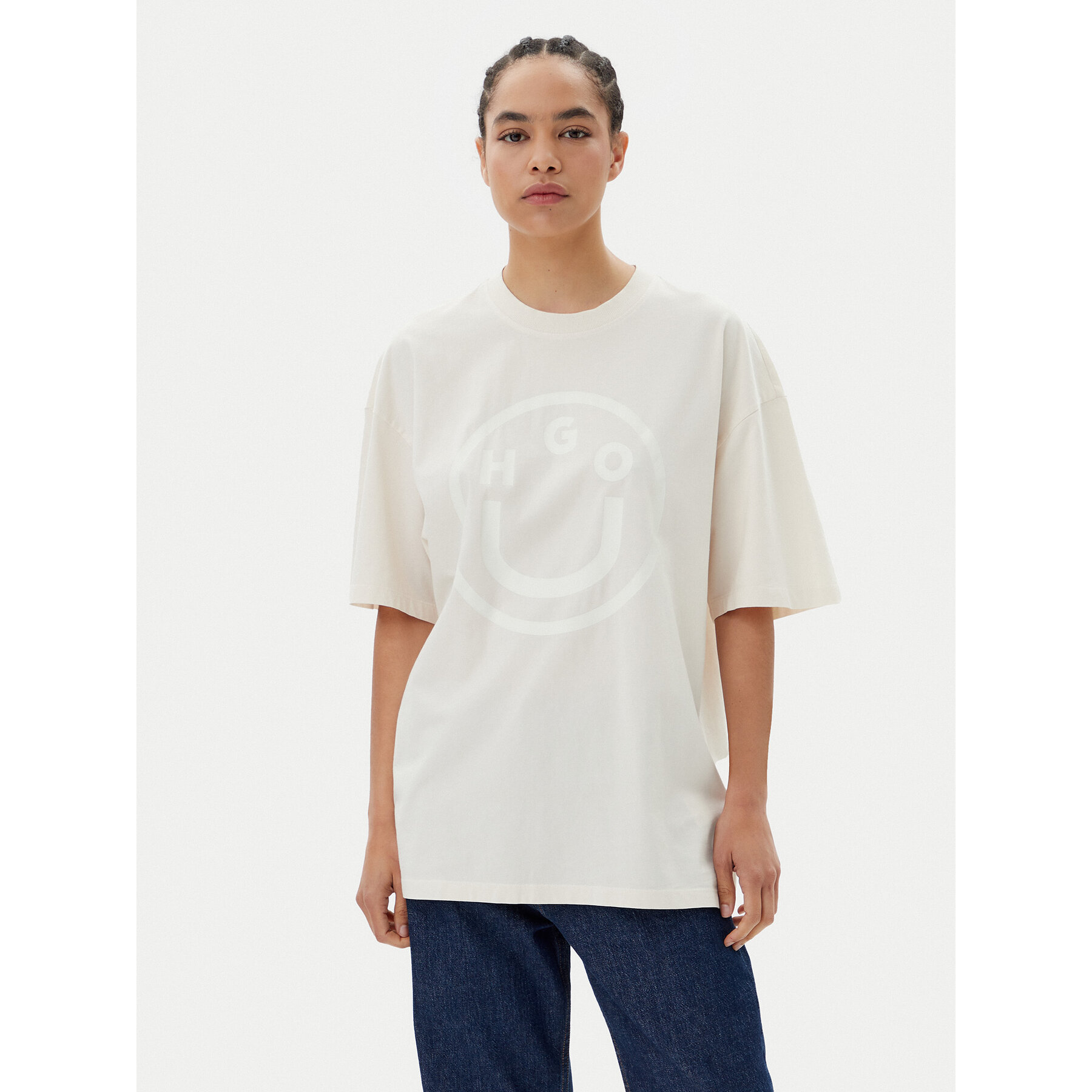 HUGO T-Shirt 50511471 Μπεζ Oversize