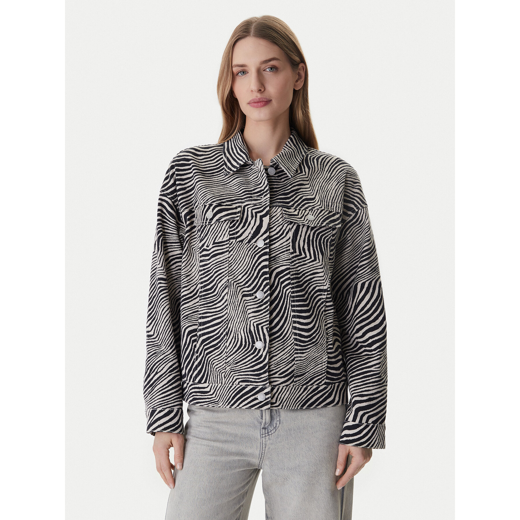 Vero Moda Jeansjacke Tessa 10329961 Grau Oversize