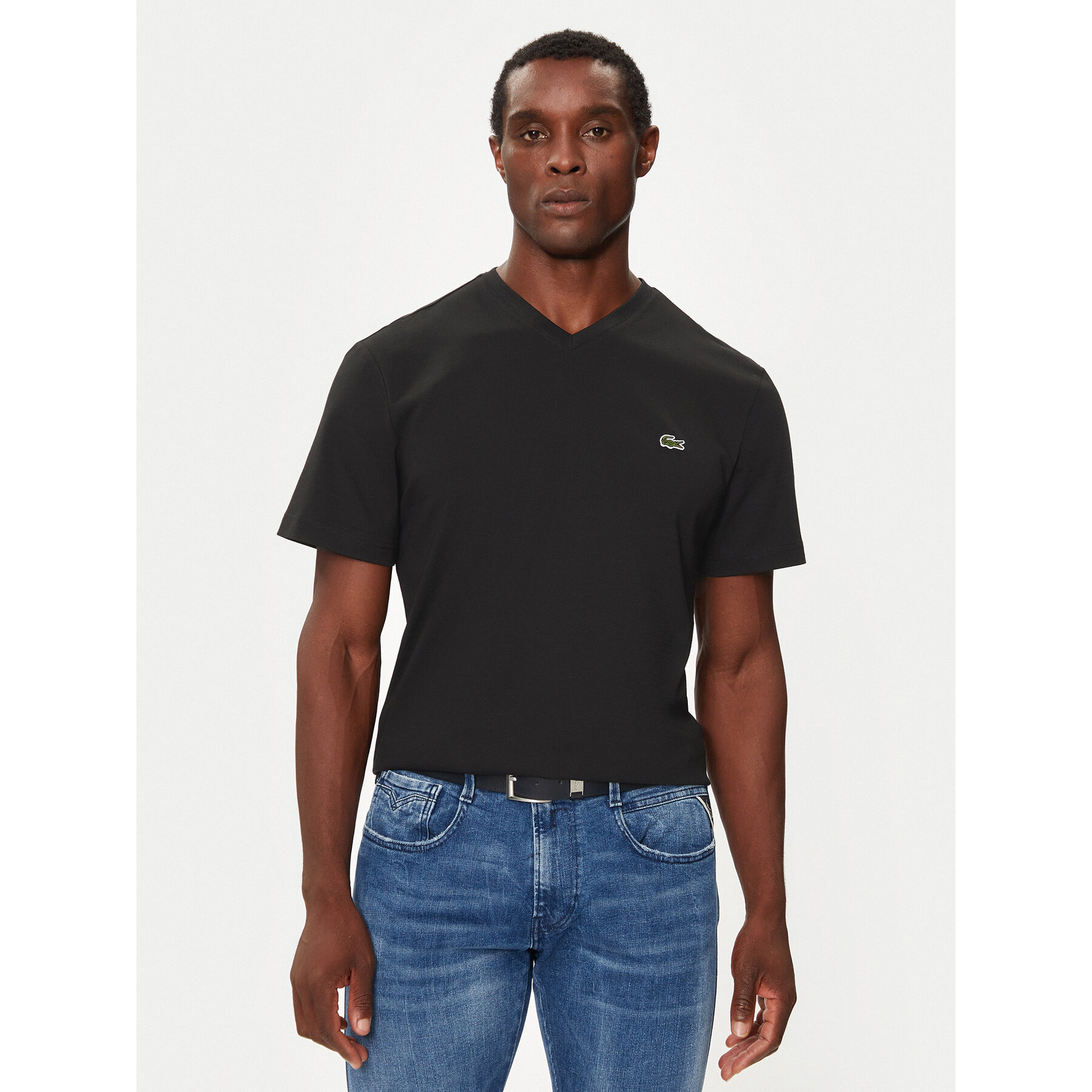 Lacoste Marškinėliai TH5077 Juoda Regular Fit