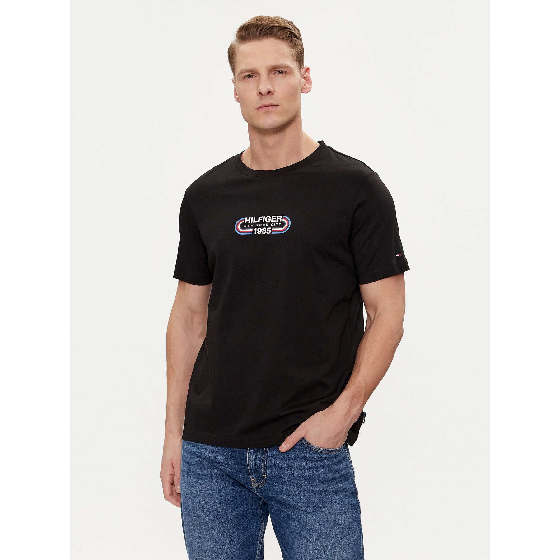 Tommy Hilfiger T-Shirt Track Graphic MW0MW34429 Μαύρο Regular Fit