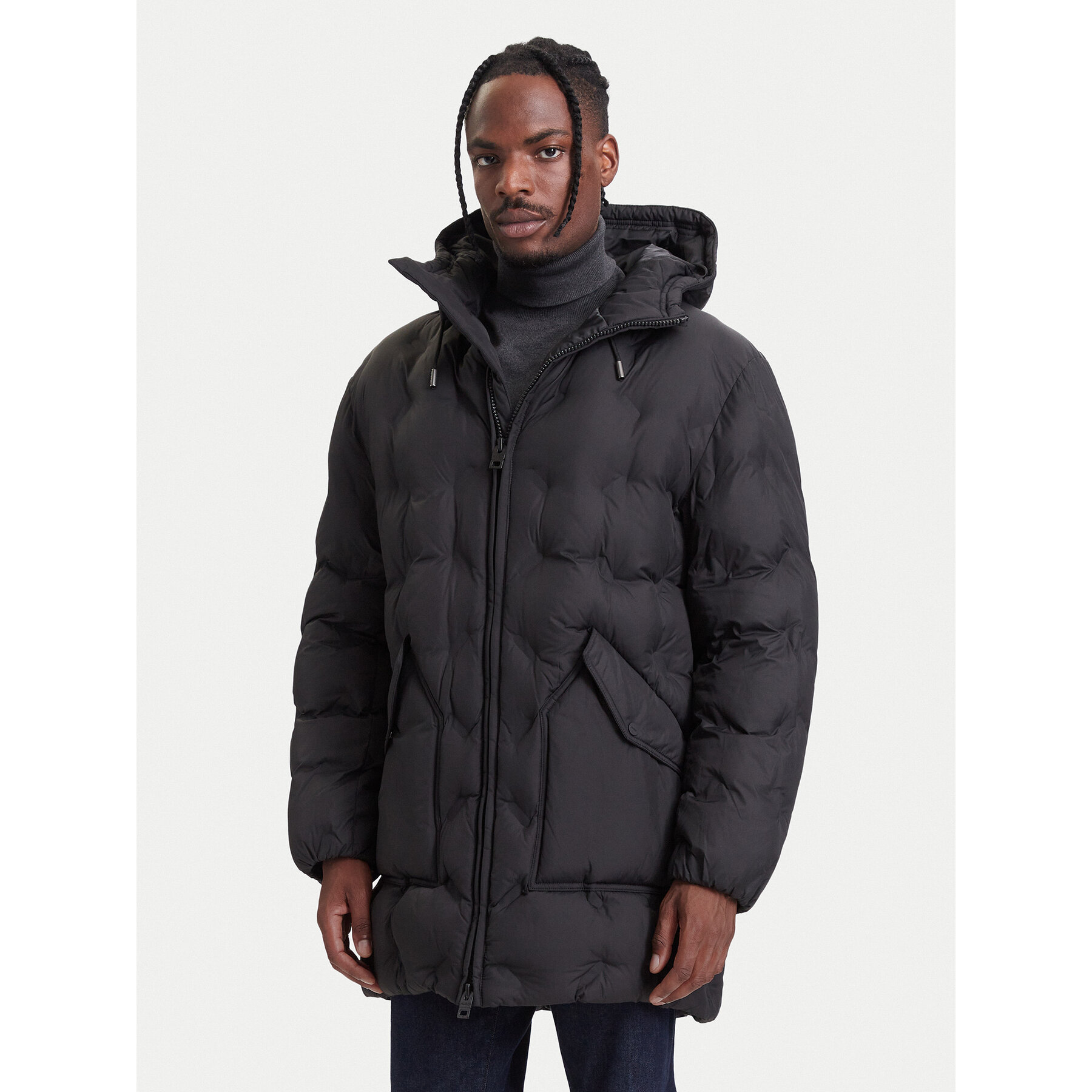 HUGO Winterjacke 50567263 Schwarz Regular Fit