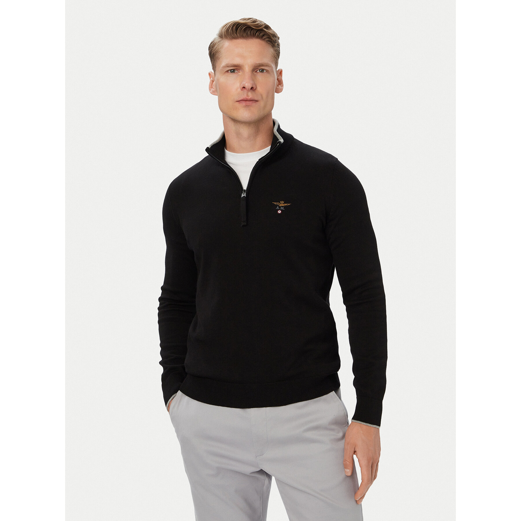 Aeronautica Militare Pullover 262MA1670UL00506 Schwarz Regular Fit