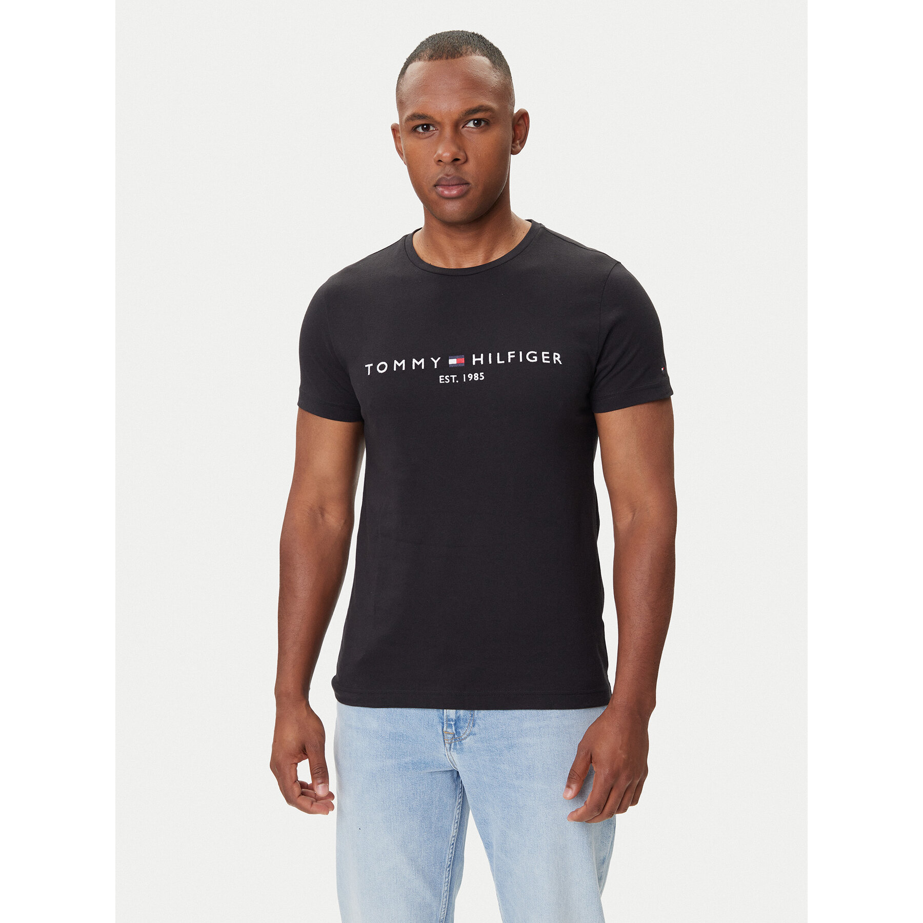 Tommy Hilfiger T-Shirt Core Logo Tee MW0MW11465 Μαύρο Slim Fit