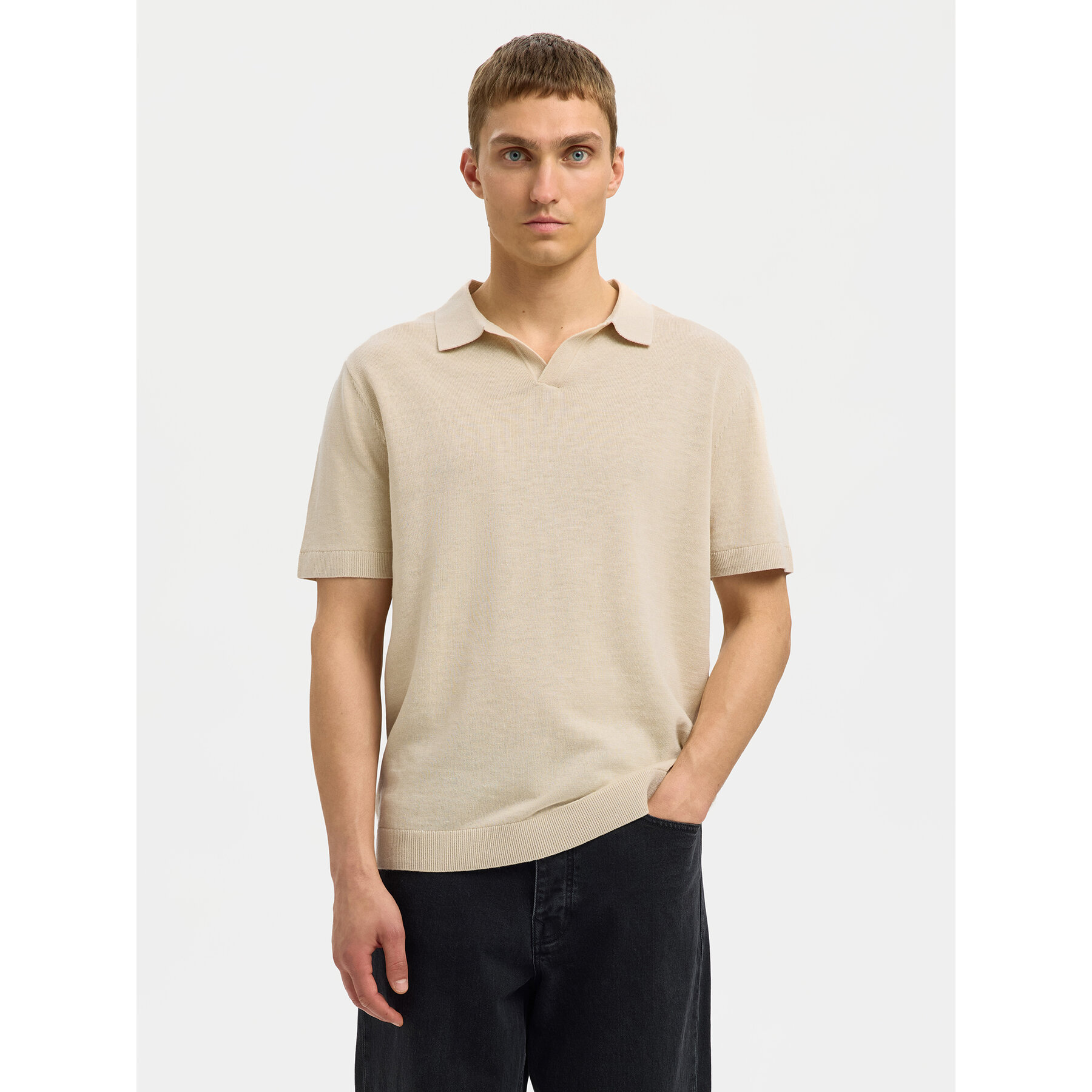 Selected Homme Pólóing Mattis 16096197 Bézs Regular Fit