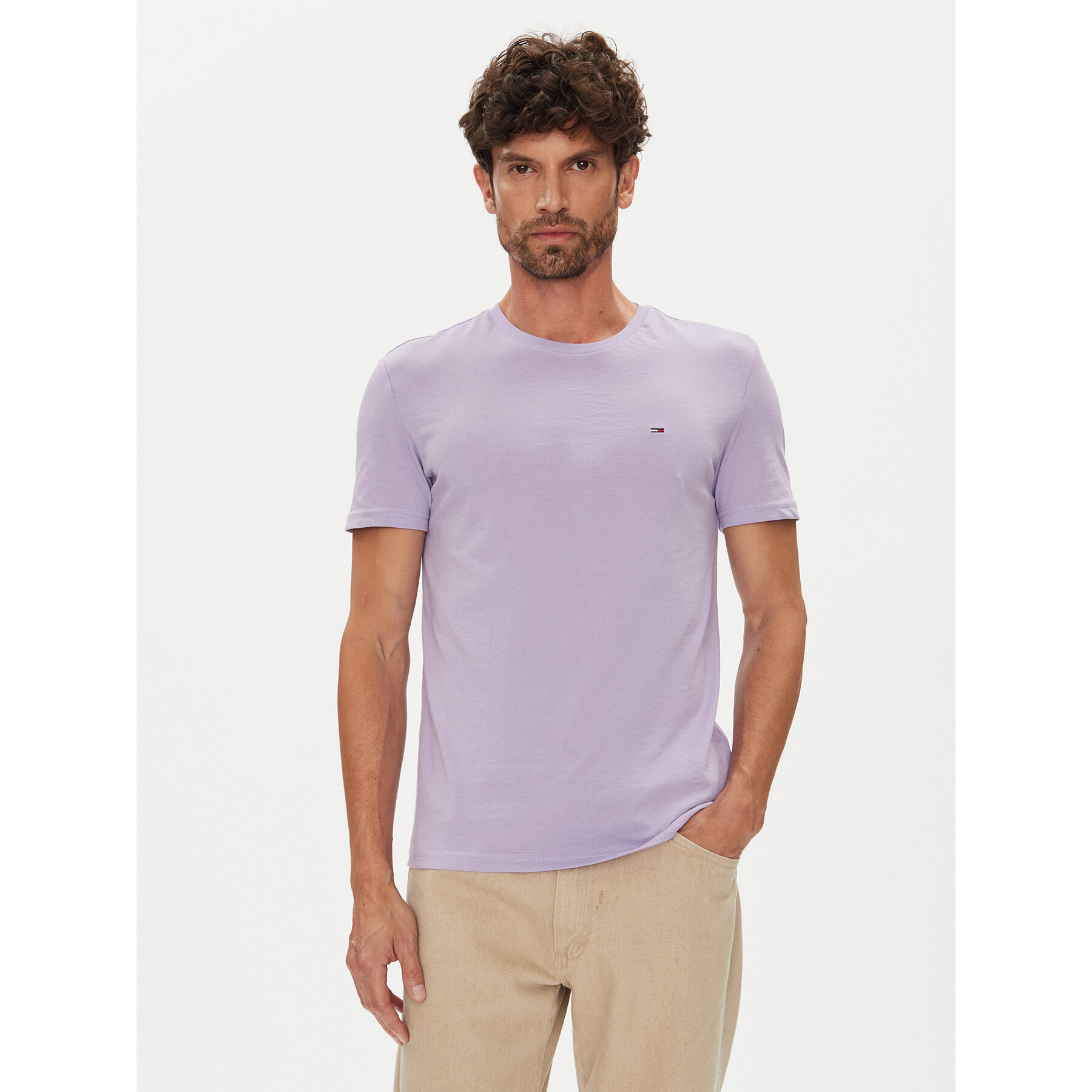 Tommy Jeans T-Shirt Jaspe DM0DM20363 Μωβ Slim Fit