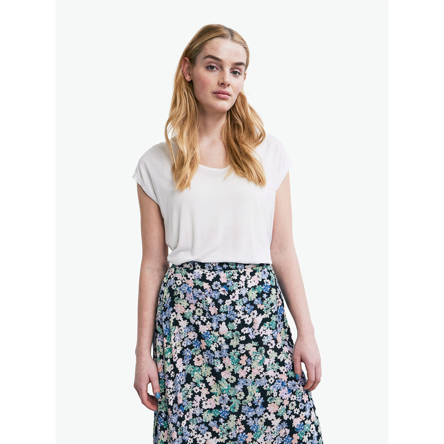 Pieces T-Shirt Billo 17078732 Λευκό Loose Fit