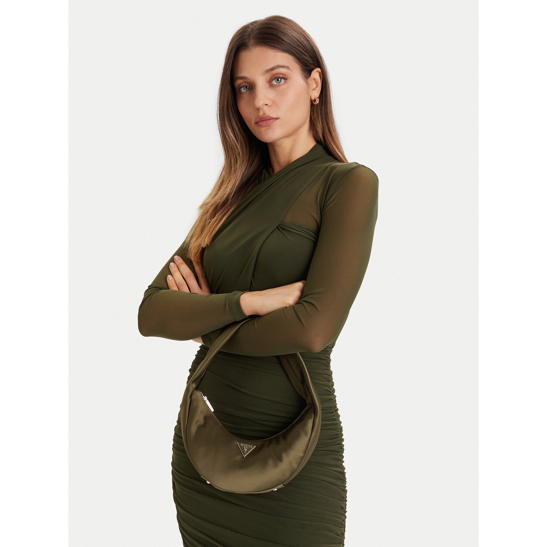 Дамска чанта Guess Sunetra Mini HWSE75 34720 Зелен