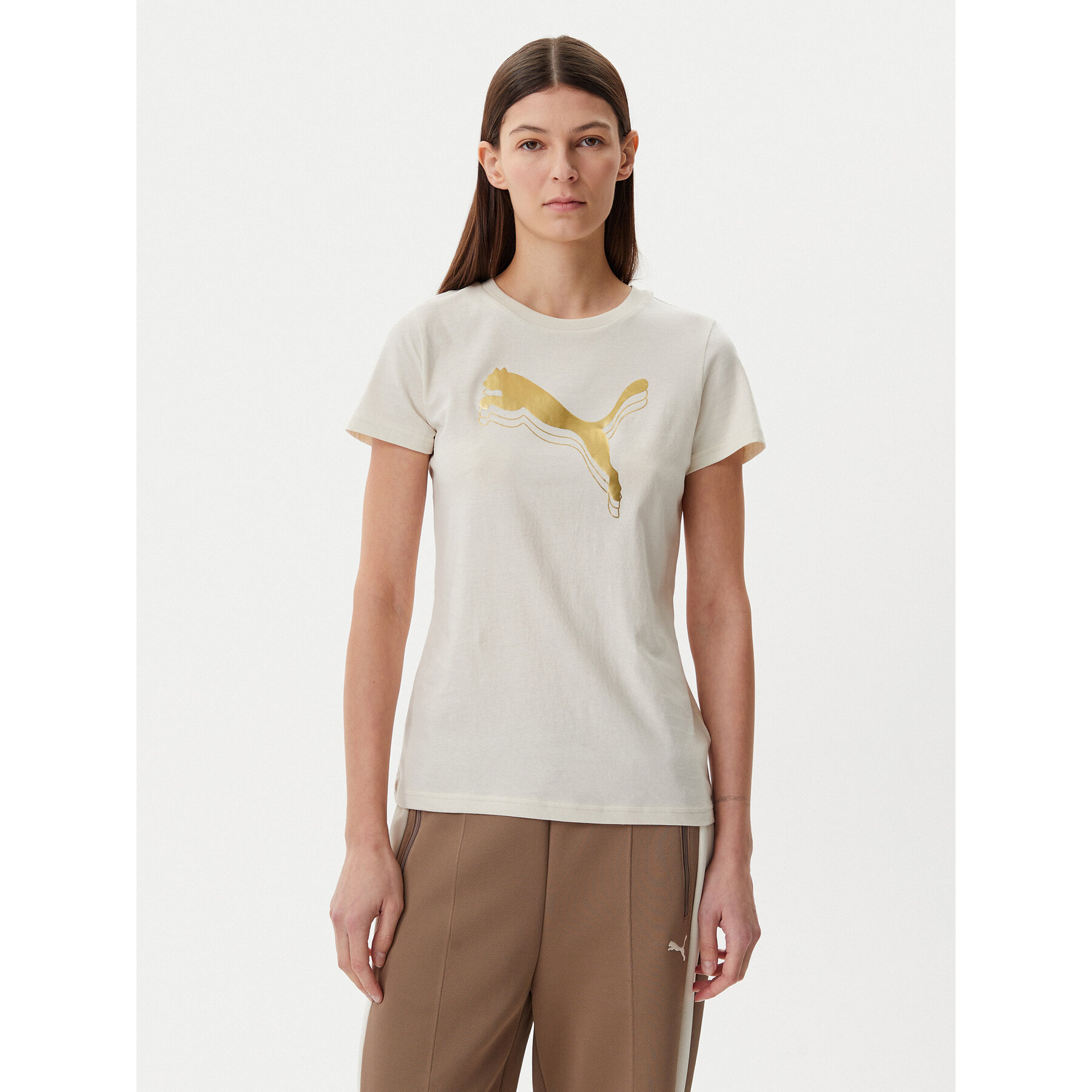 Puma T-Shirt Essentials Metallic 684995 Μπεζ Regular Fit