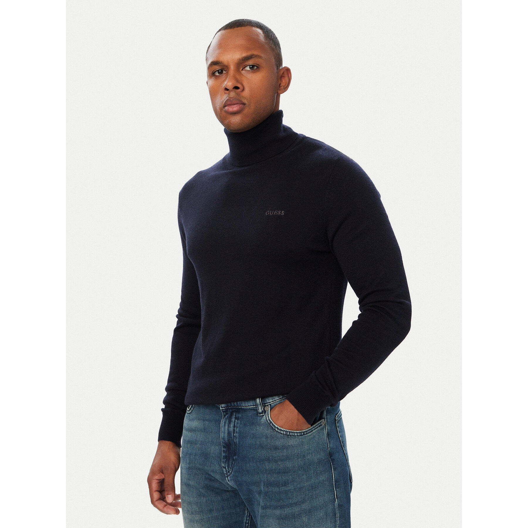 Guess Rollkragenpullover M6BR14 Z1362 Dunkelblau Regular Fit
