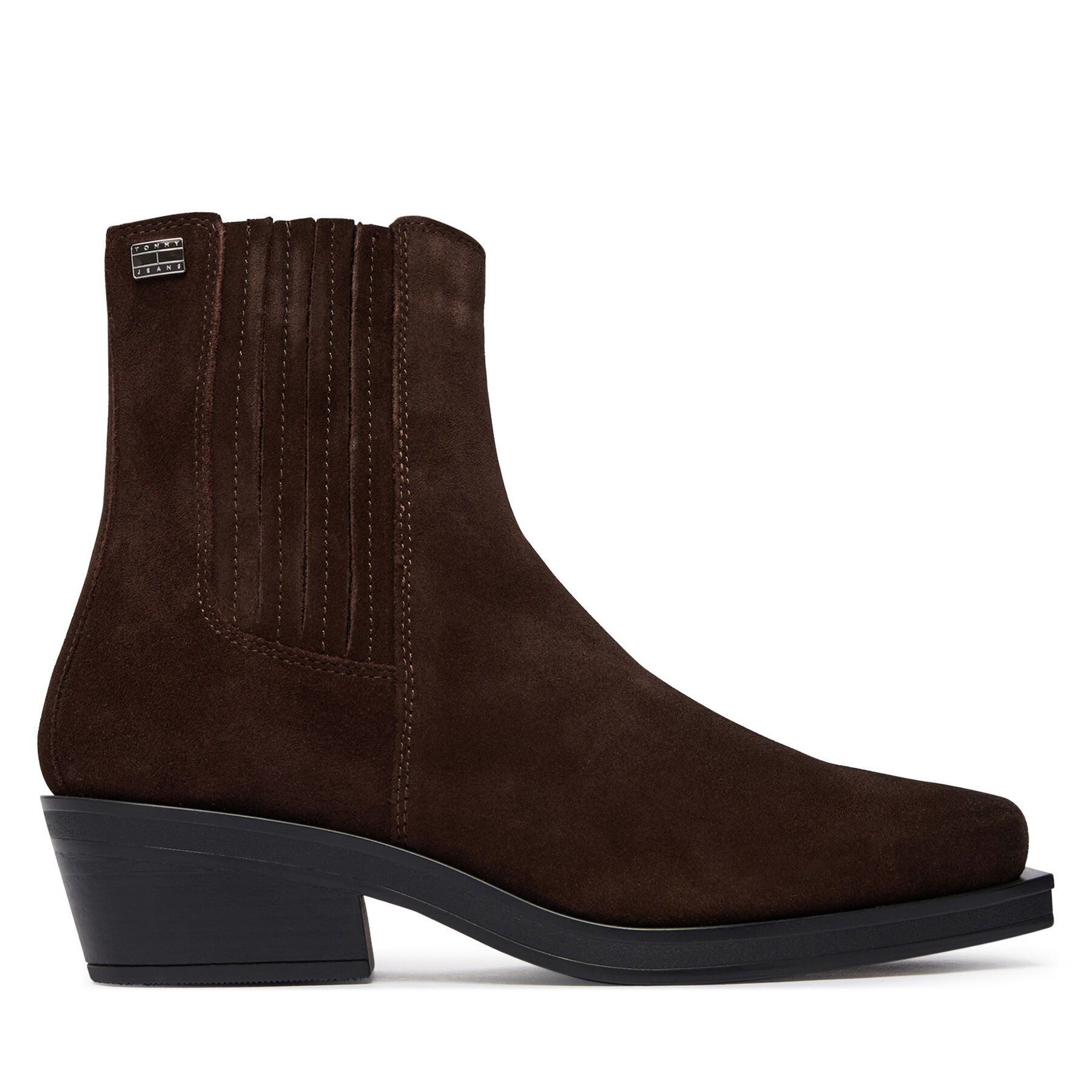 Μποτάκια Tommy Jeans Tjw Suede Cowboy Boots EN0EN03142 Σκούρο καφέ