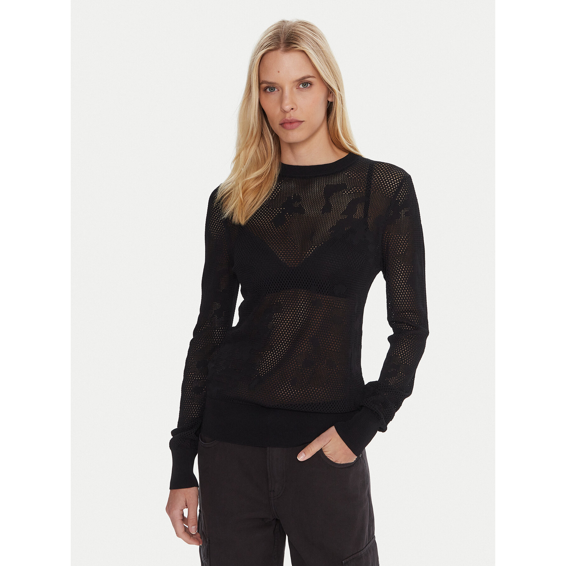 G-Star Raw Džemper Pointelle D27724-B754 Crna Regular Fit