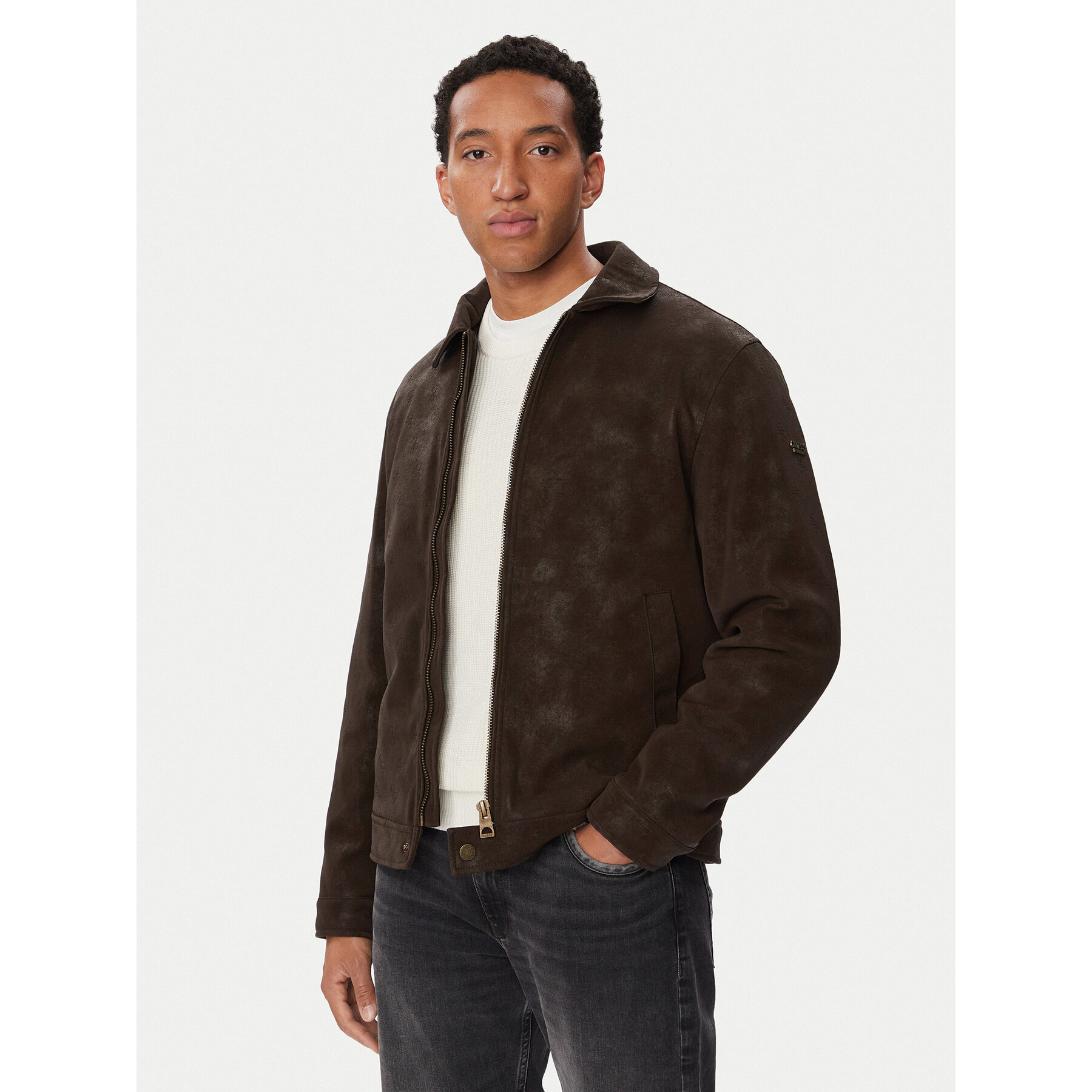 Guess Jacke aus Kunstleder M6BL28 W4140 Dunkelbraun Regular Fit