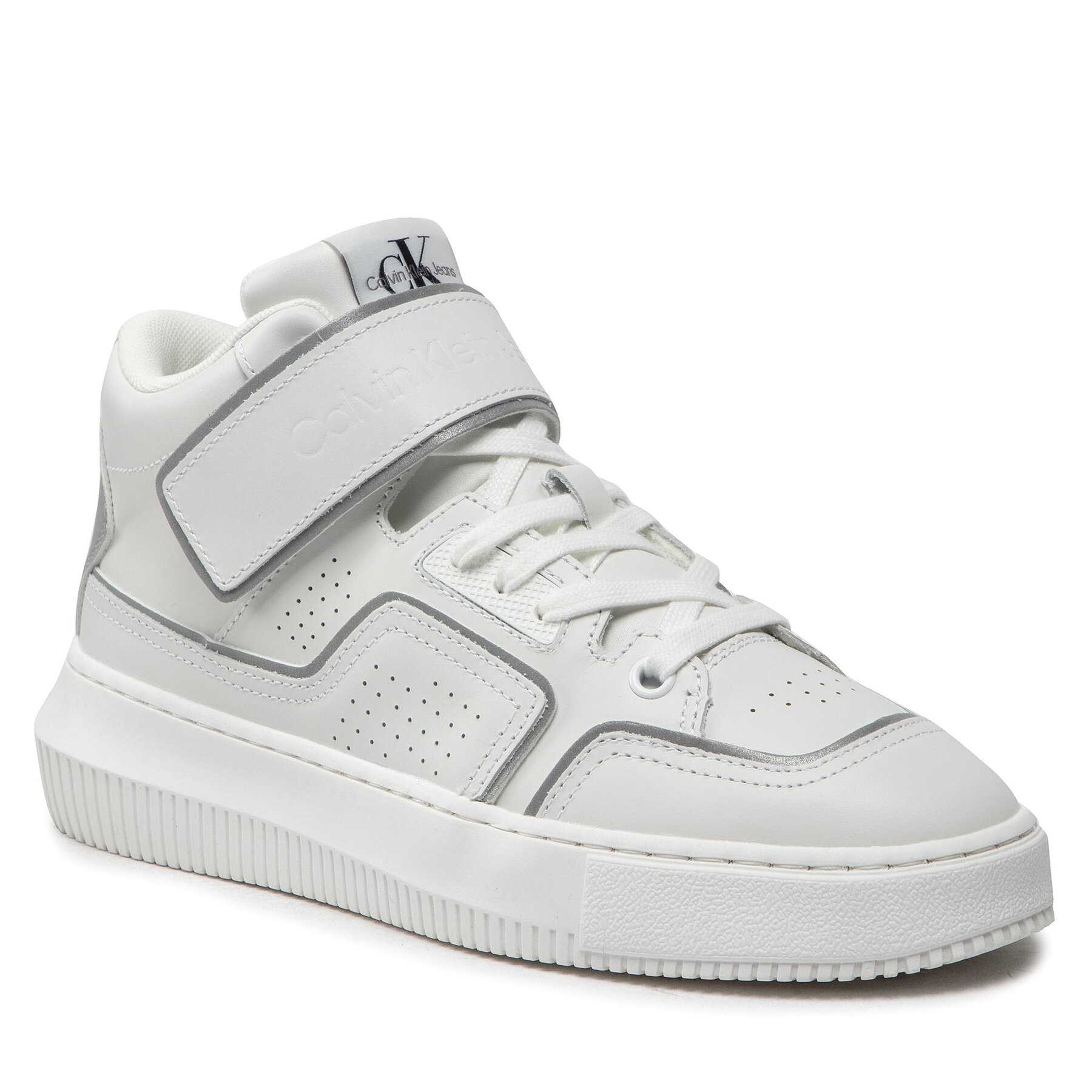 Sneakers Calvin Klein Jeans Chunky Cupsole Laceup Mid M YW0YW00811 White/Silver 0LC CALVIN KLEIN JEANS imagine noua