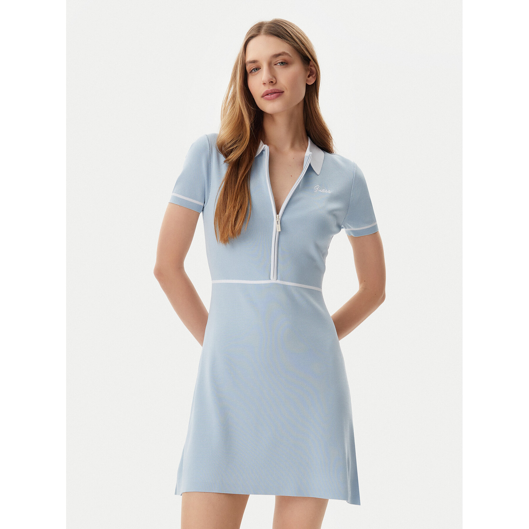 Guess Strickkleid V5GK00 Z3D60 Himmelblau Regular Fit