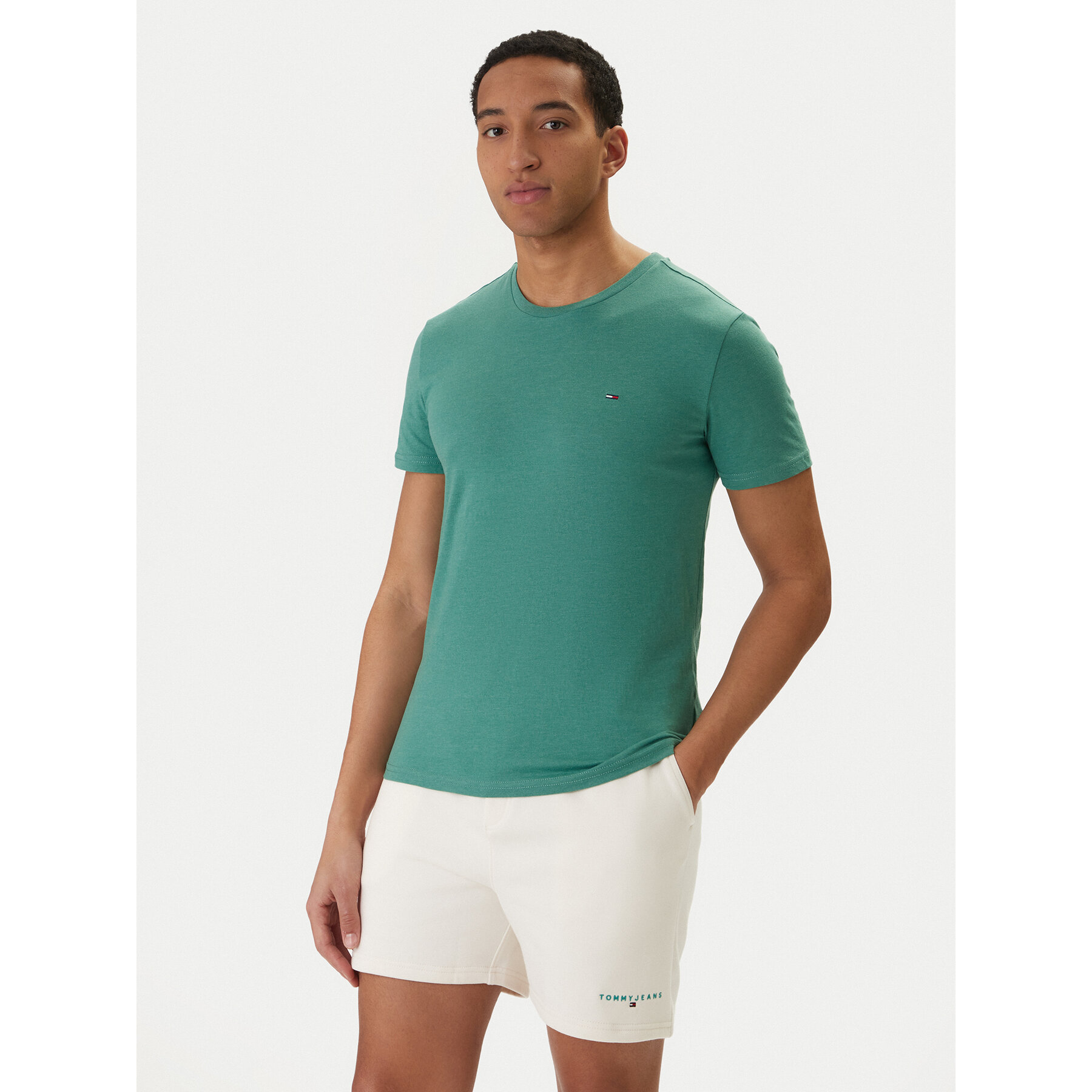 Tommy Jeans Camiseta DM0DM20363 Verde Slim Fit