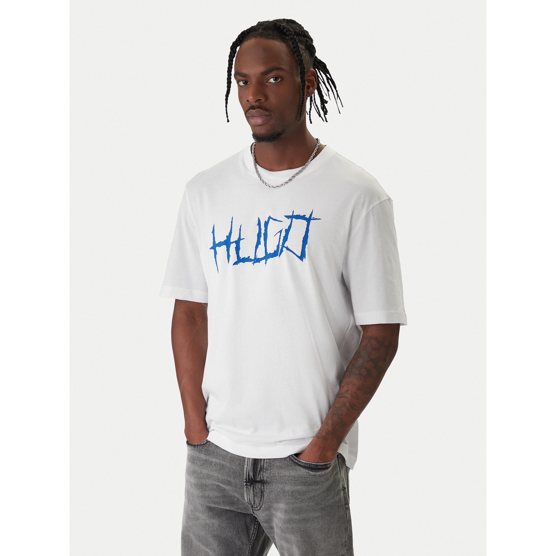 HUGO Póló Namerix 50554350 Fehér Regular Fit