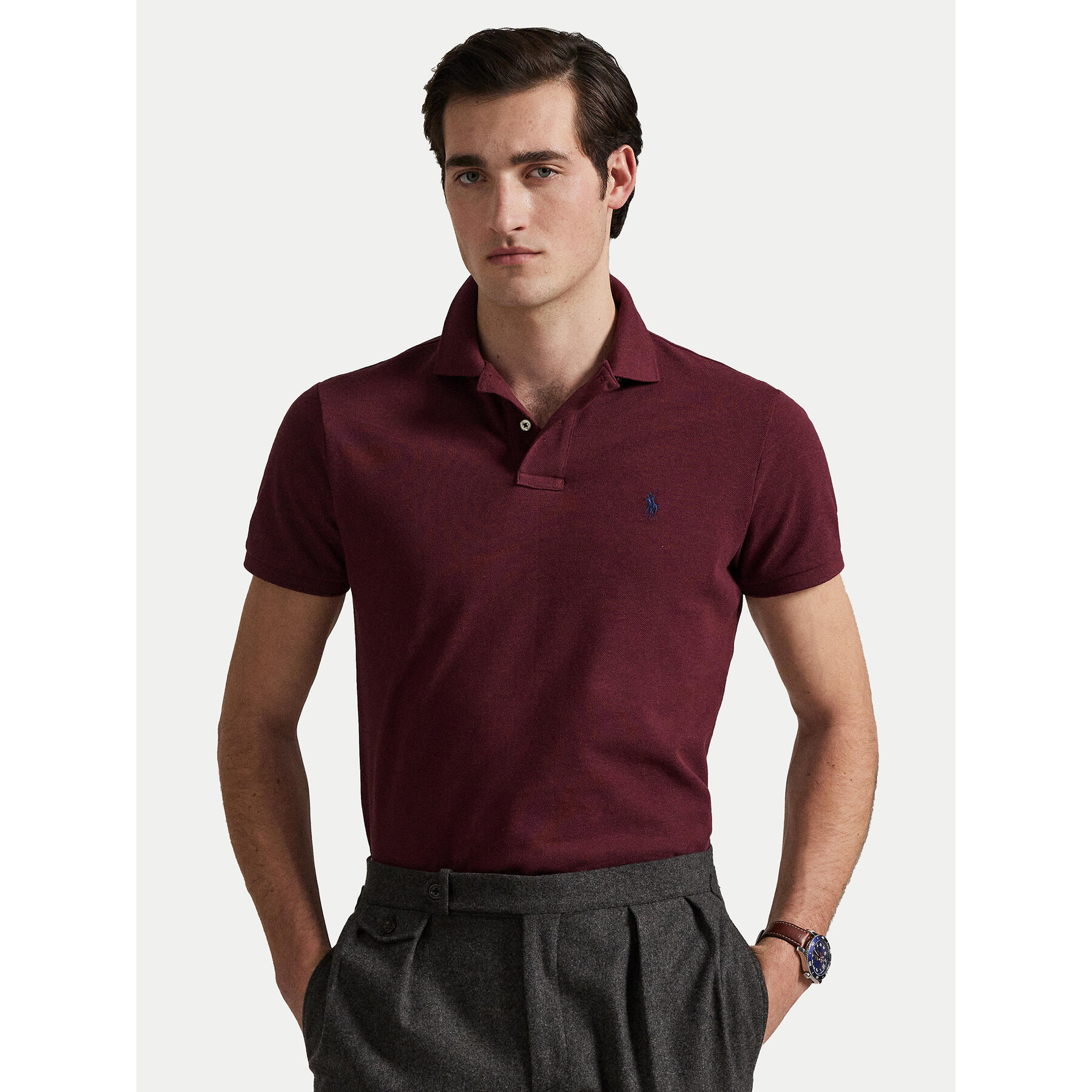 Polo Ralph Lauren Polo majica 710536856343 Bordo rdeča Slim Fit