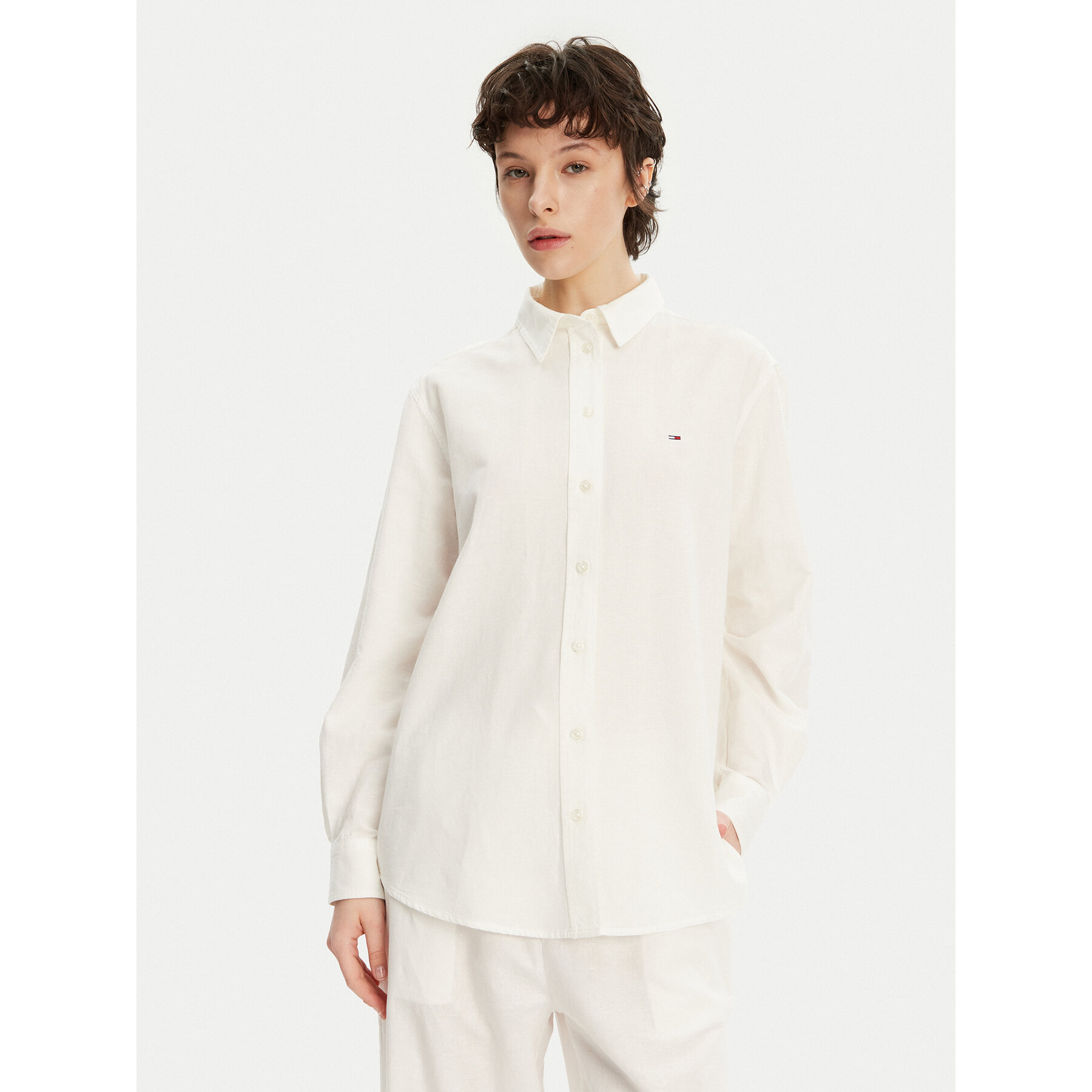 Tommy Jeans Hemd DW0DW20292 Écru Relaxed Fit
