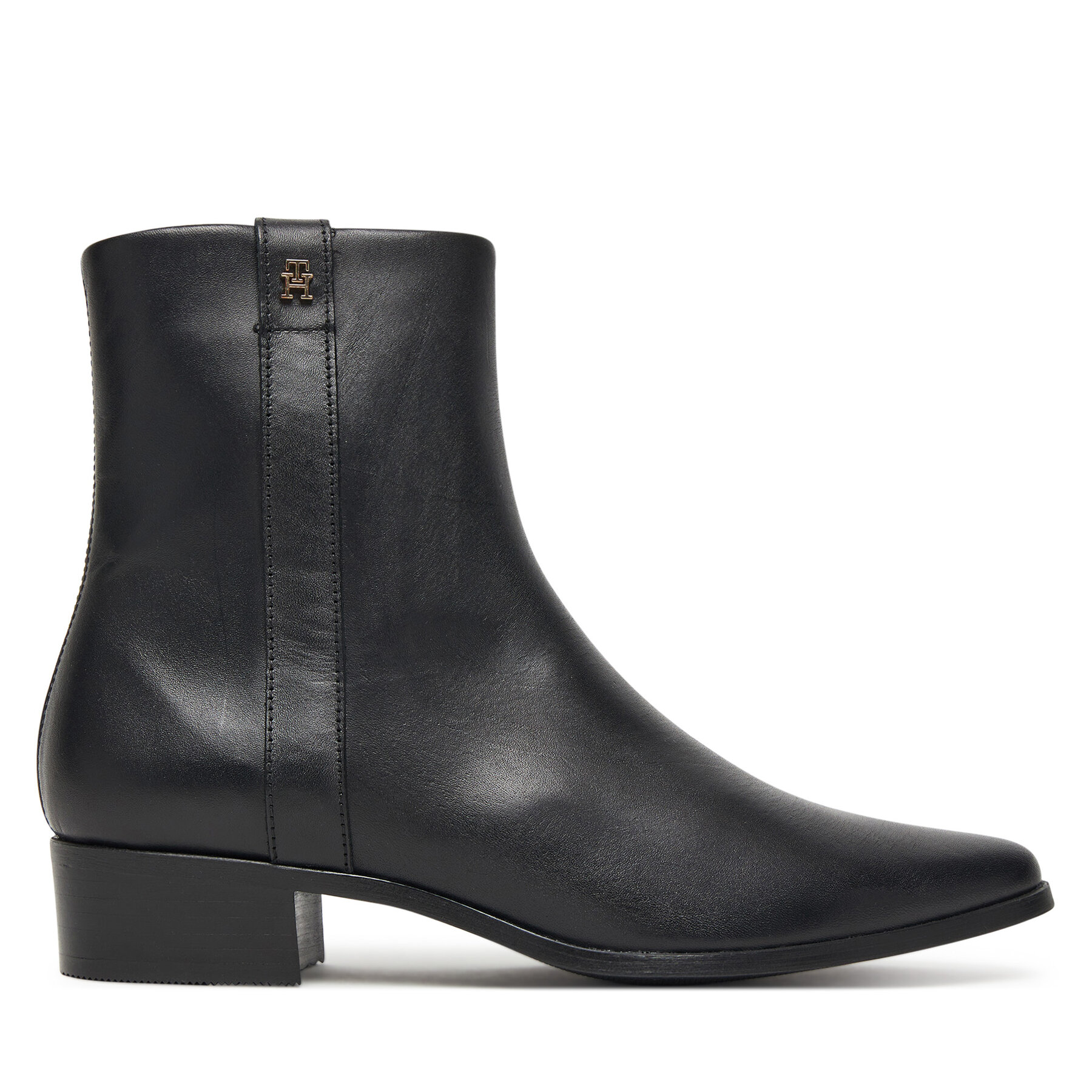 Botine Tommy Hilfiger Th Leather Pointy Zip Bootie FW0FW08980 Negru