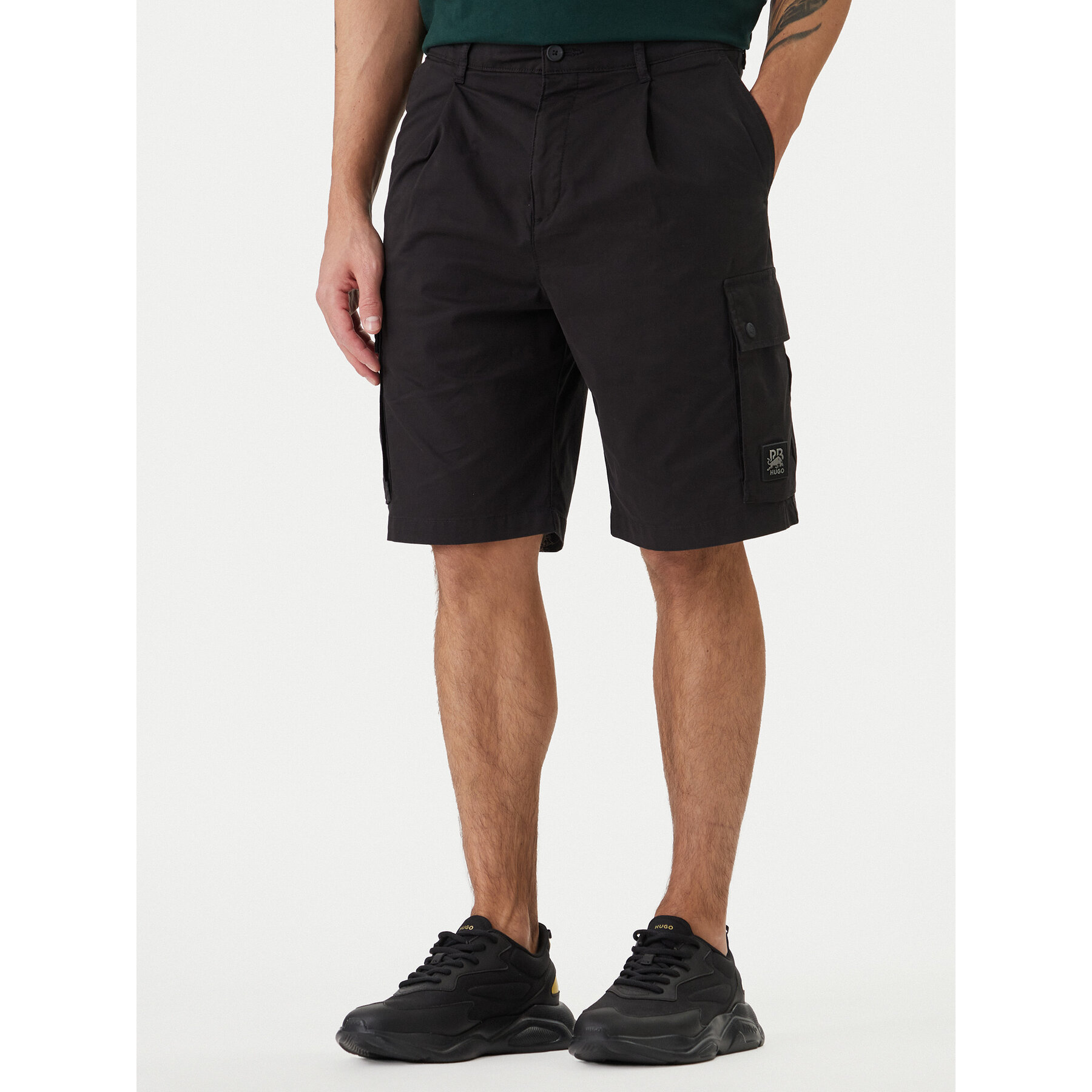 HUGO Stoffshorts Gregry 50559604 Schwarz Slim Fit