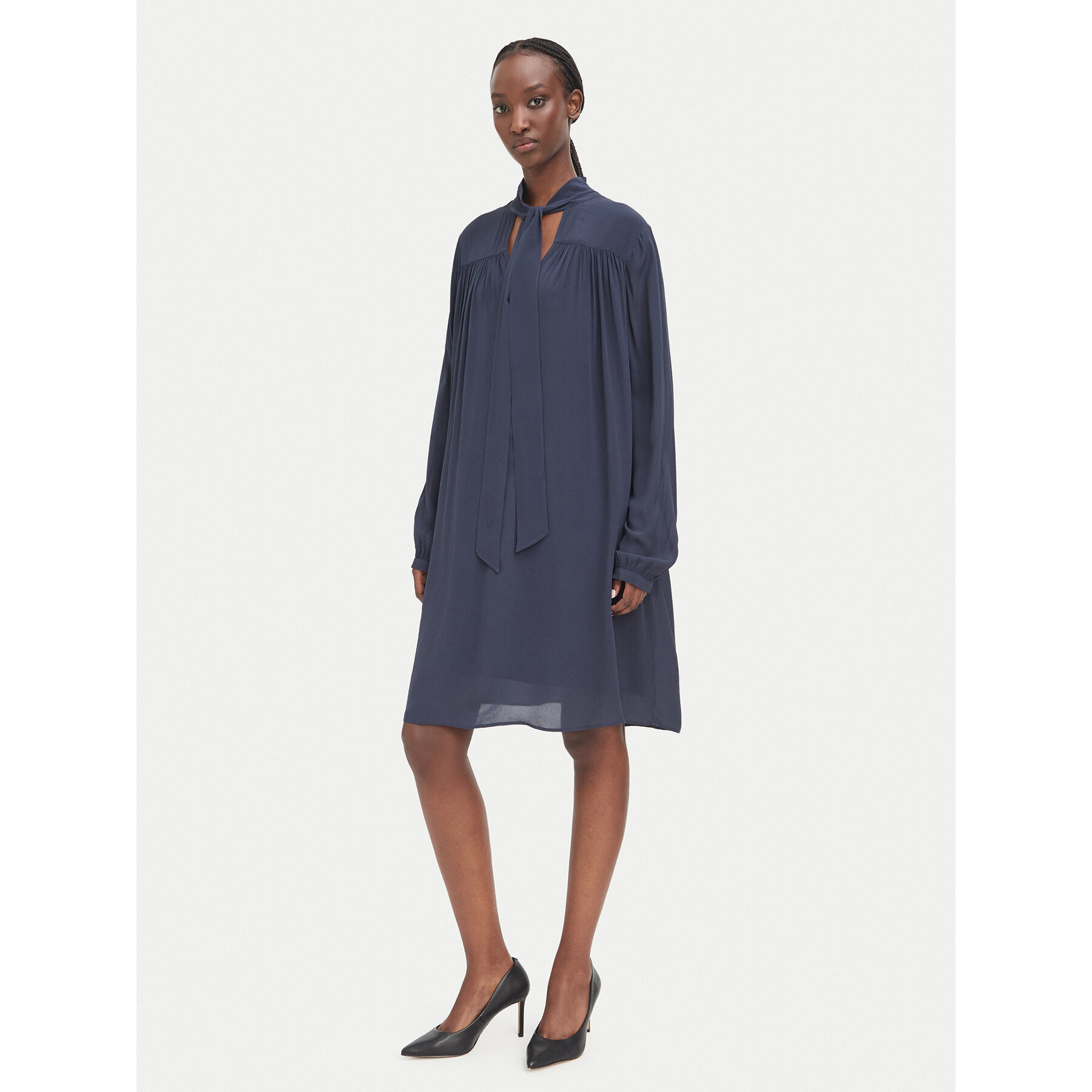 BOSS Kleid für den Alltag C_Drystina 50571391 Dunkelblau Relaxed Fit