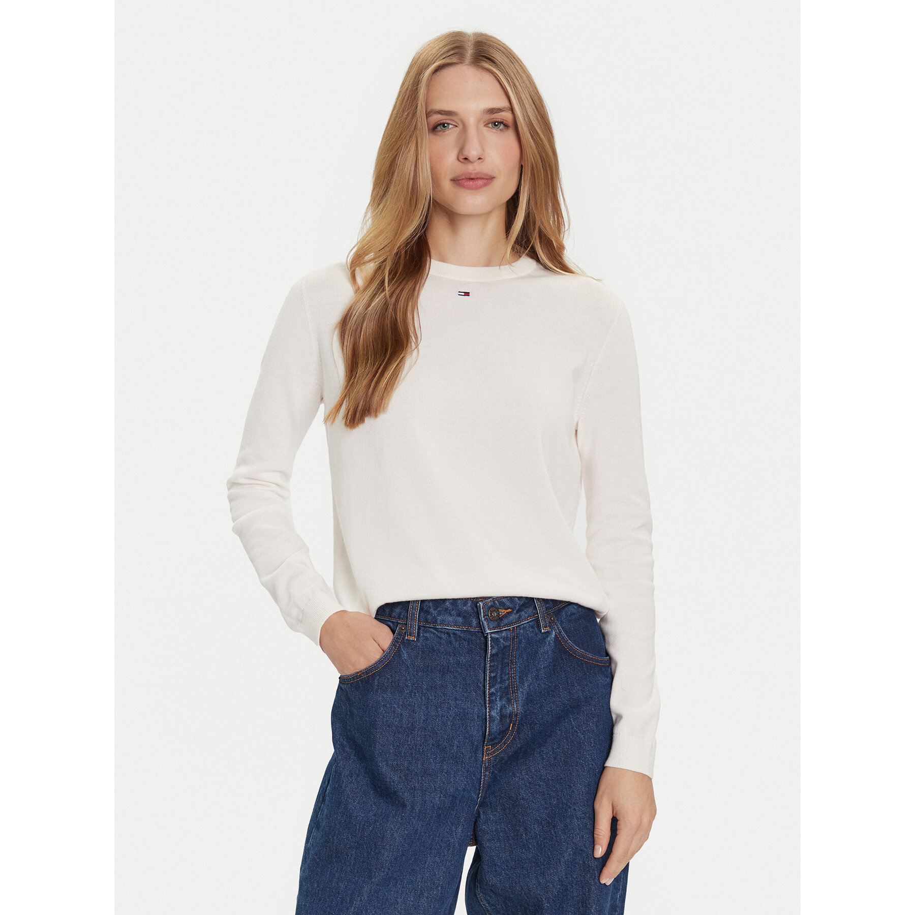 Tommy Jeans Pullover Essential DW0DW20159 Écru Regular Fit