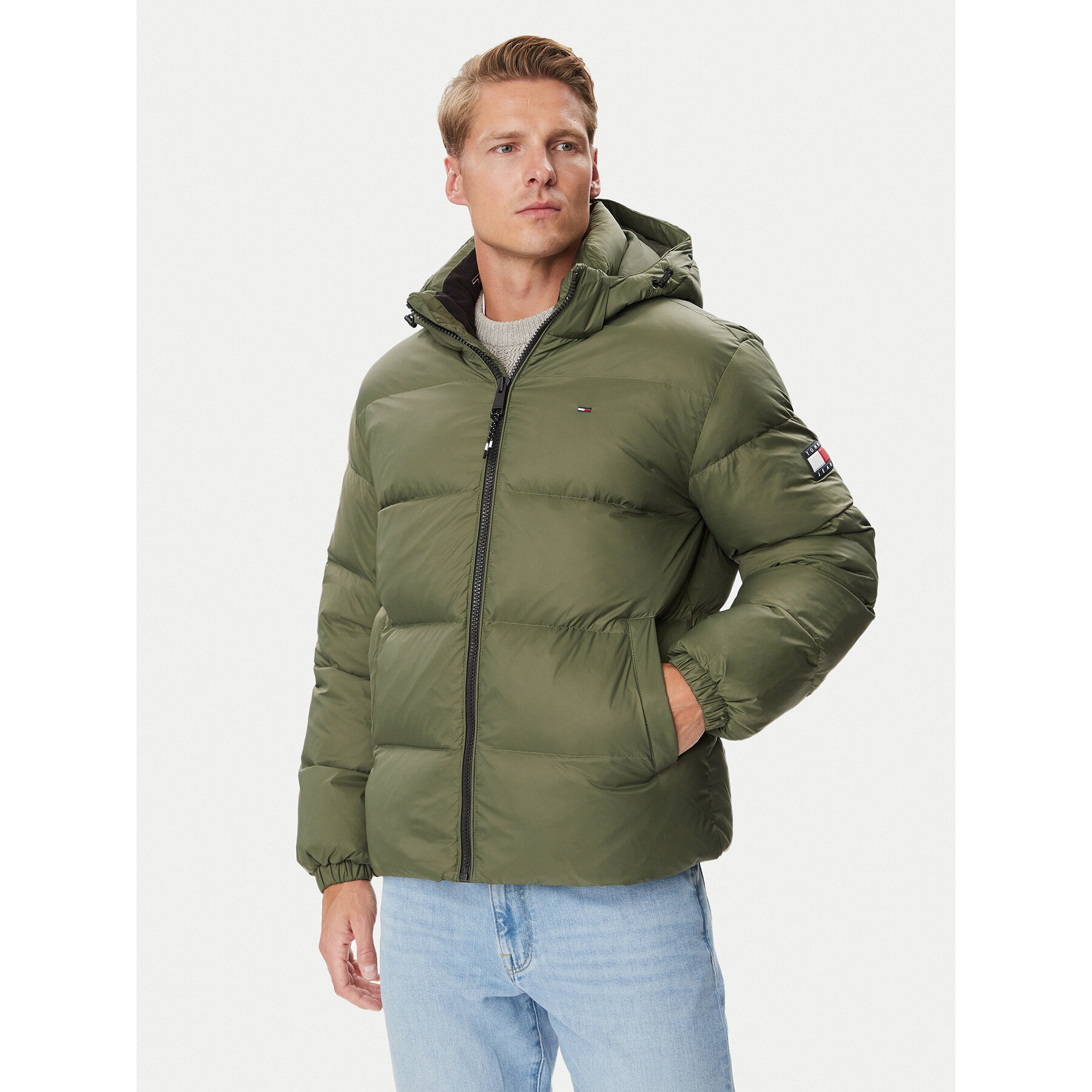 Tommy Jeans Daunenjacke Essential DM0DM19786 Khakifarben Regular Fit