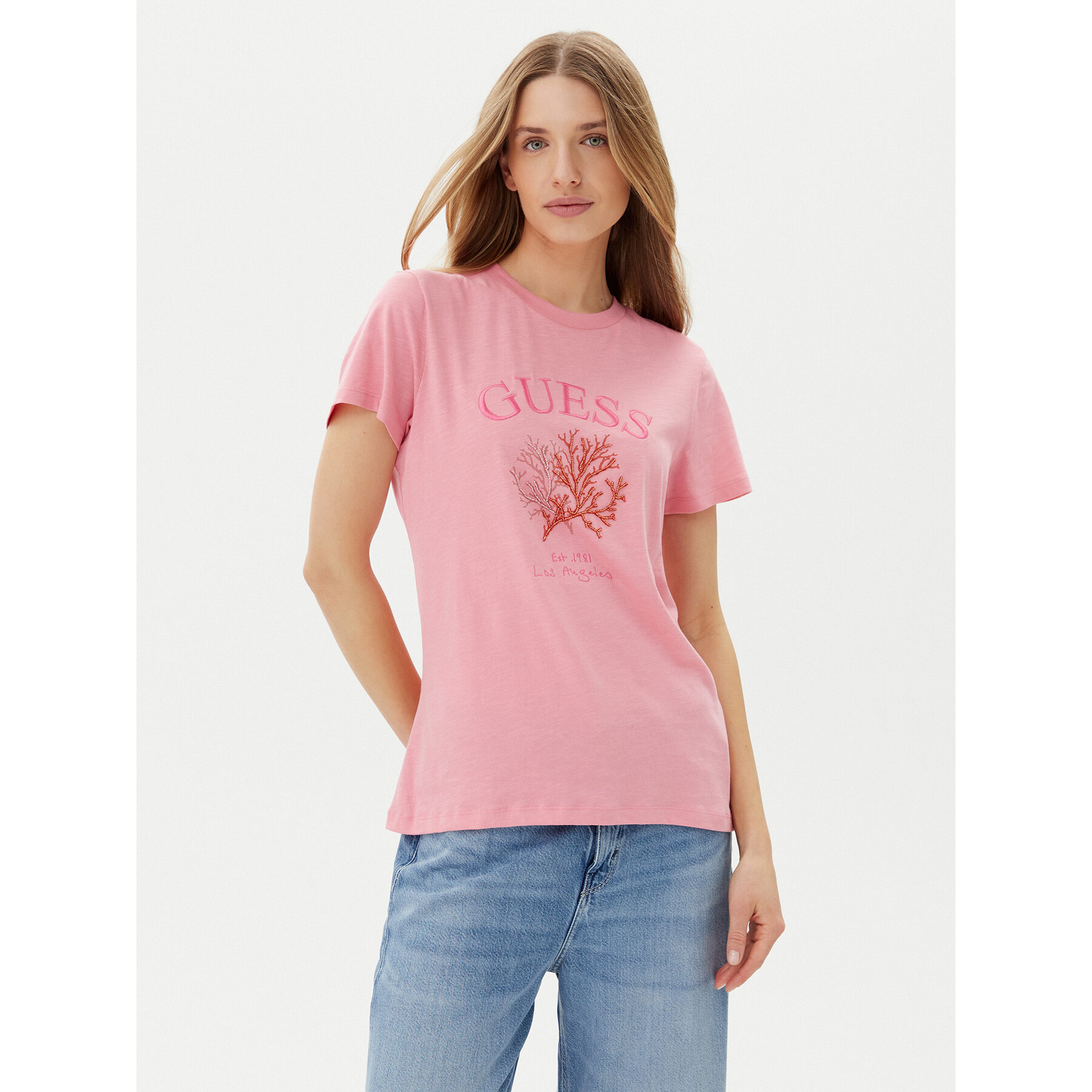 Guess Póló E5GI03 K8G01 Rózsaszín Regular Fit