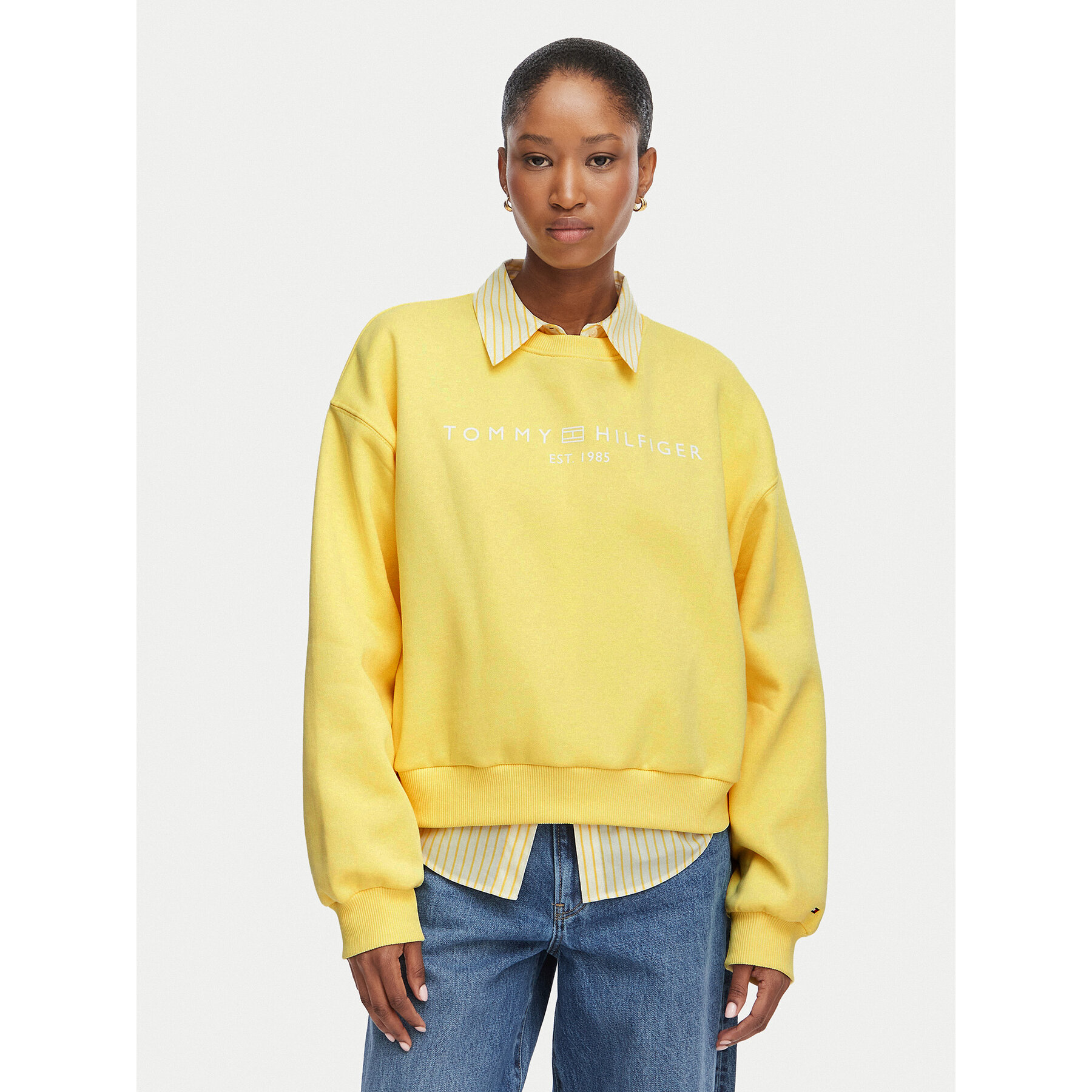 Tommy Hilfiger Sweatshirt Ext Corp WW0WW47831 Hellgelb Regular Fit