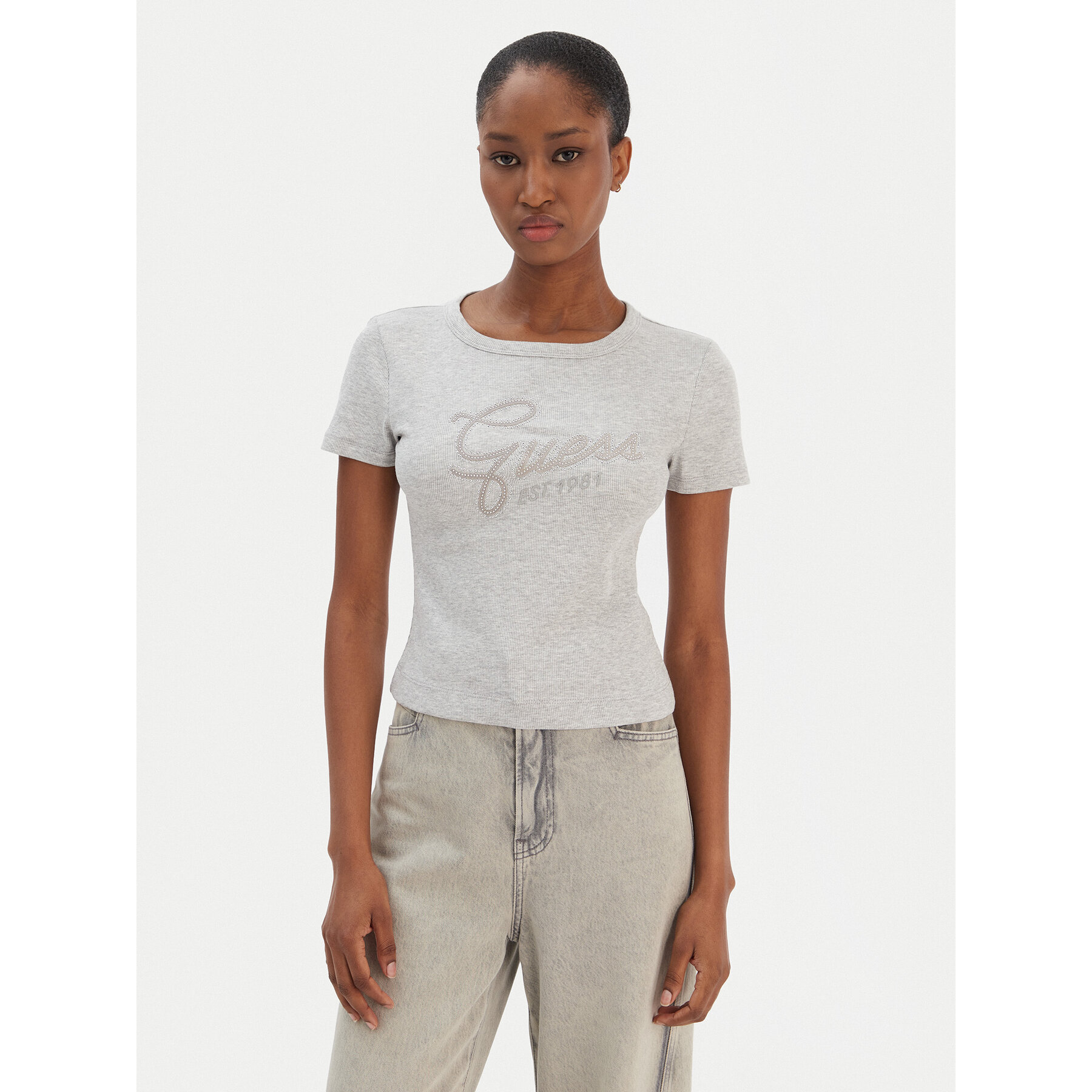 Guess T-Shirt W6RI22 KA0H1 Γκρι Slim Fit