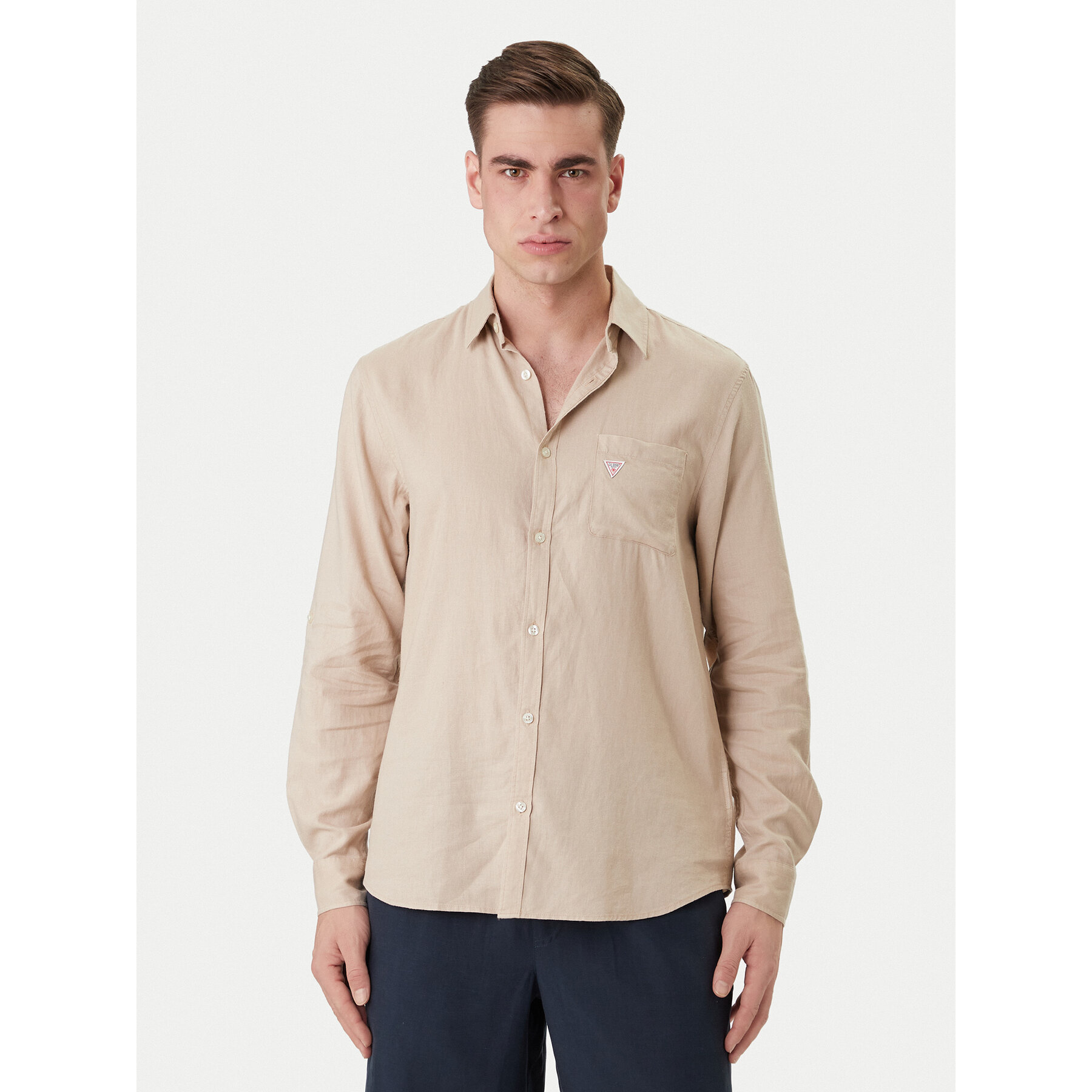Guess Hemd F6GH06 WG3L0 Beige Regular Fit