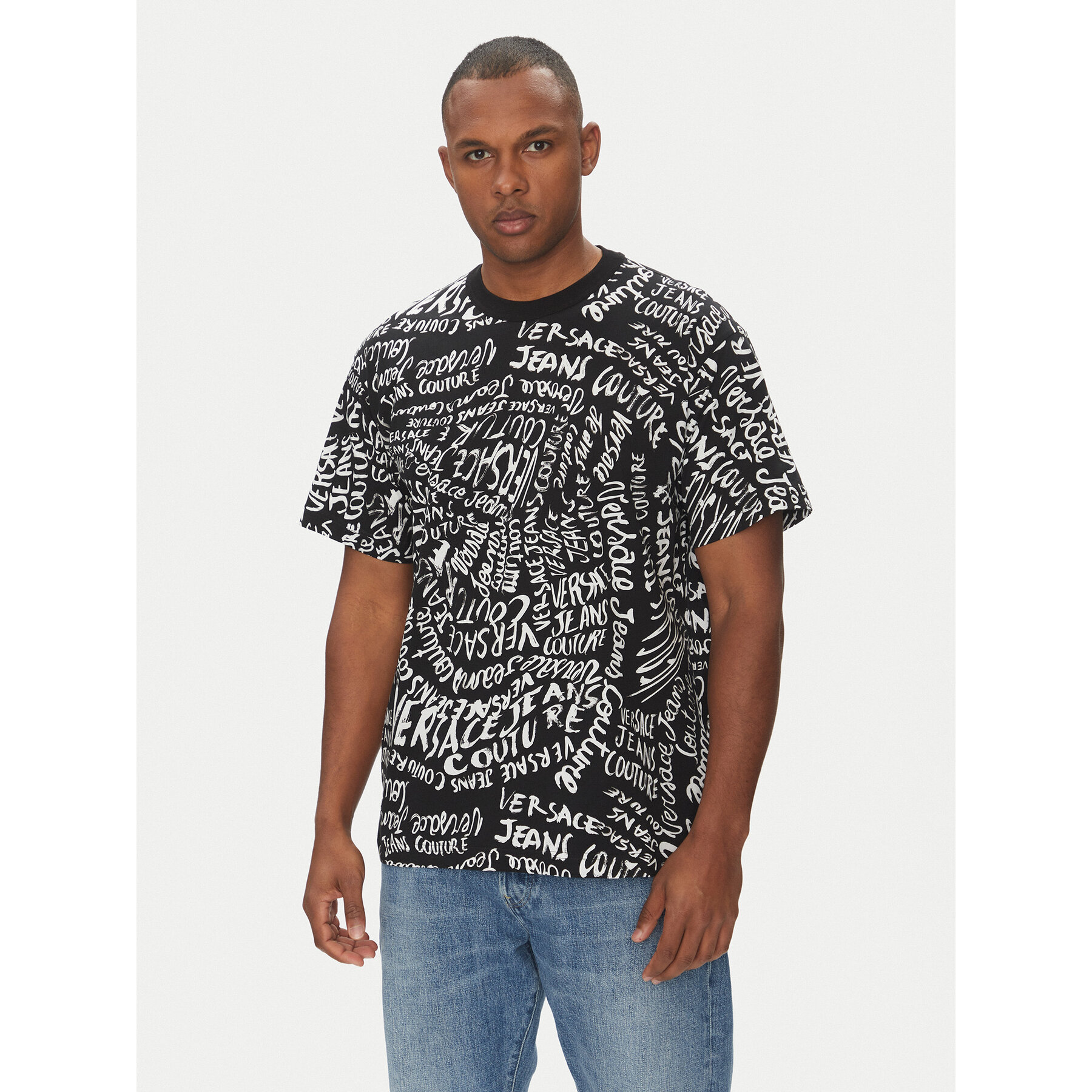 Versace Jeans Couture Póló 78GAH6R0 Fekete Regular Fit